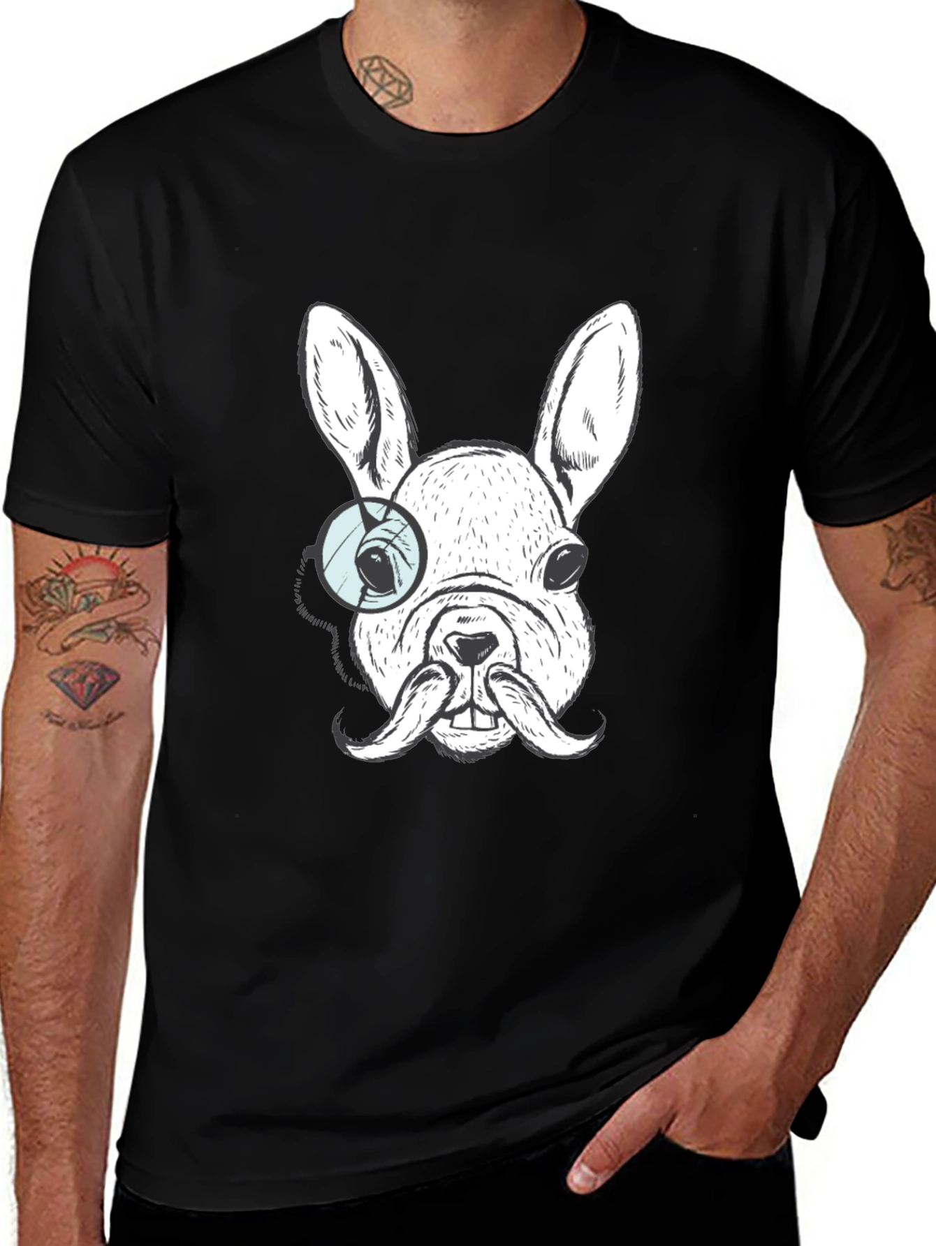 Dog with Monocle T-Shirt - Unique Graphic Tee
