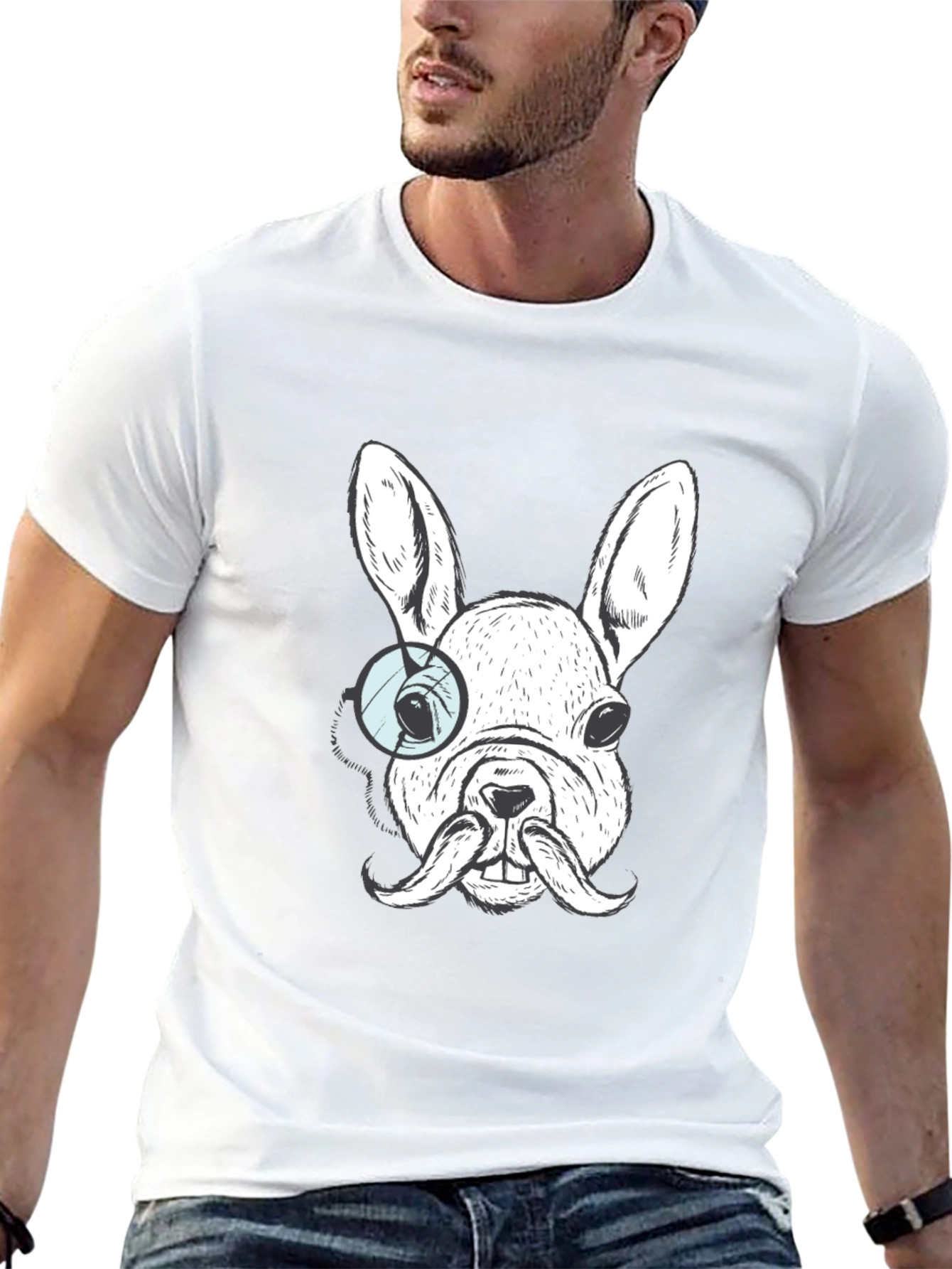 Dog with Monocle T-Shirt - Unique Graphic Tee
