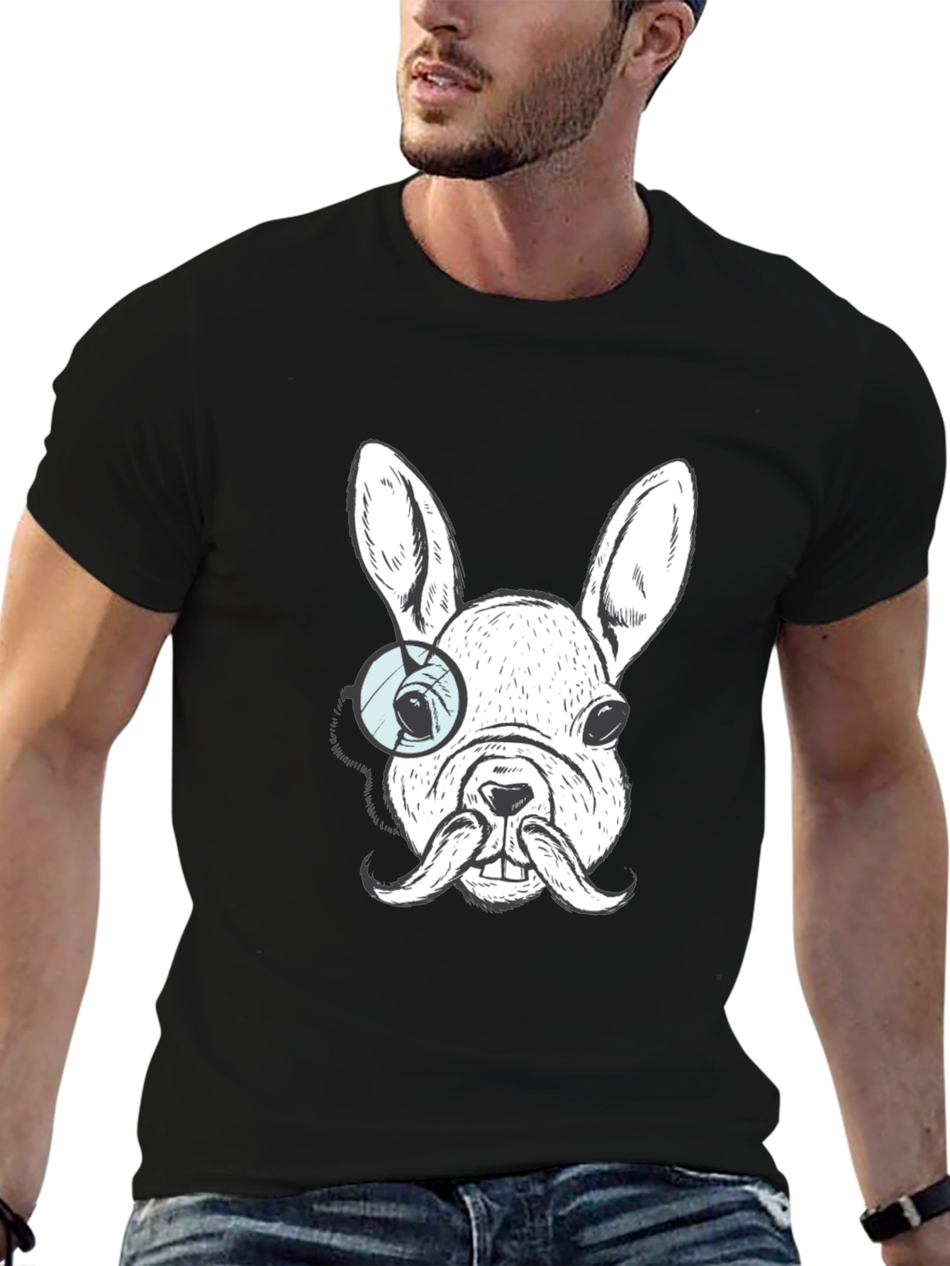 Dog with Monocle T-Shirt - Unique Graphic Tee