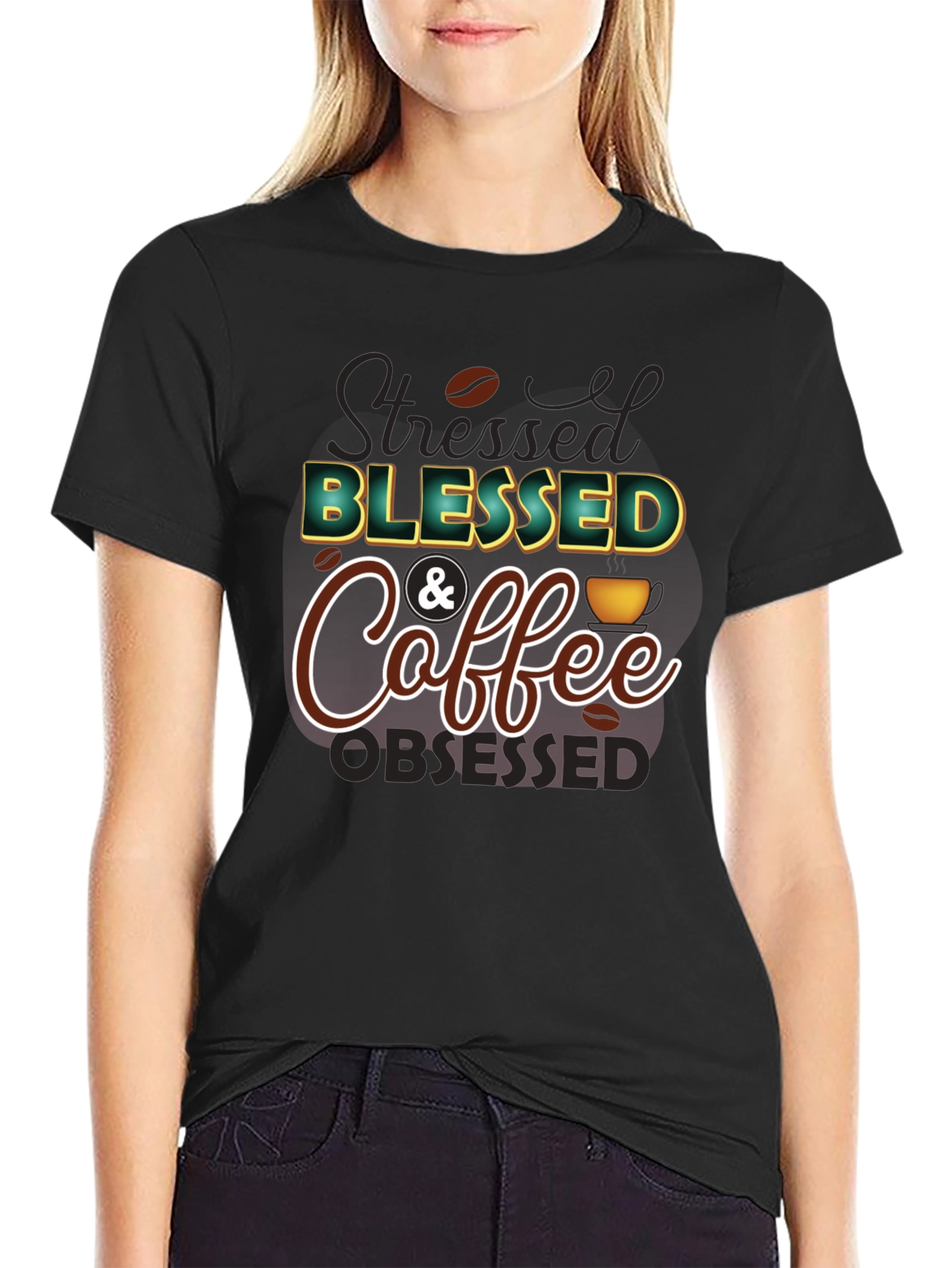 Blessed & Coffee Graphic Tee - Black