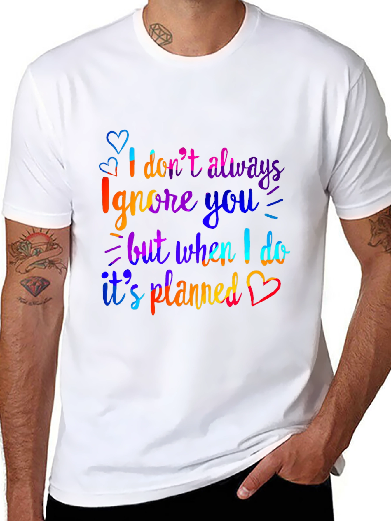 Funny Ignore You Graphic Print Black T-Shirt