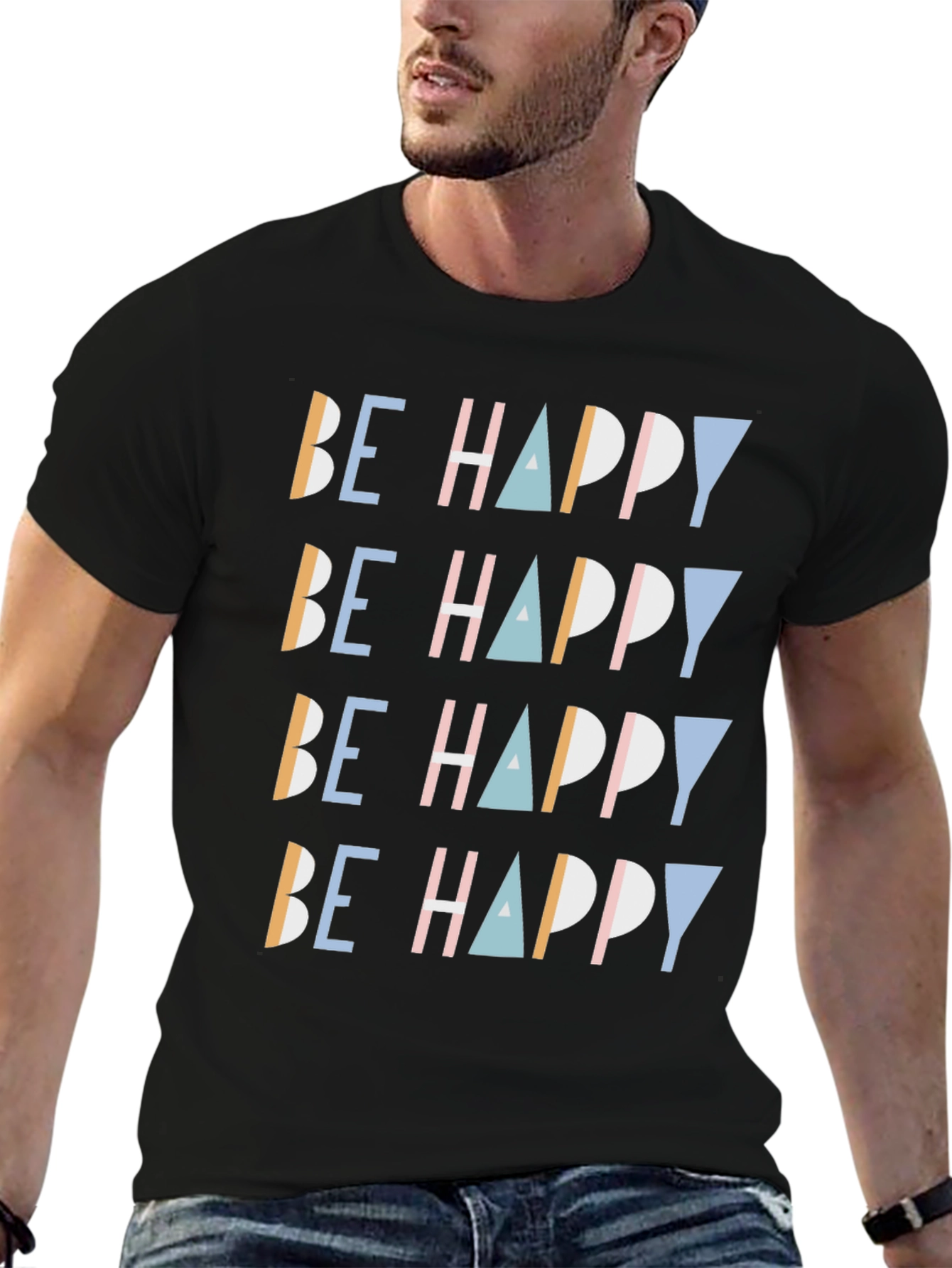 Be Happy Graphic Print Tee - Stylish Comfort