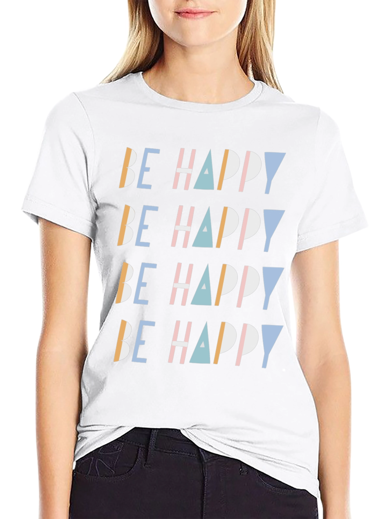 Be Happy Graphic Print Tee - Stylish Comfort