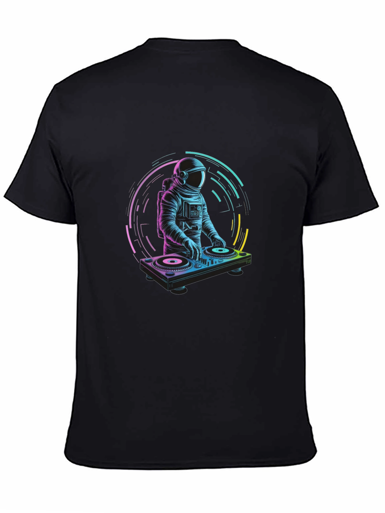 DJ Astronaut T-Shirt - Black Crew Neck Graphic Tee