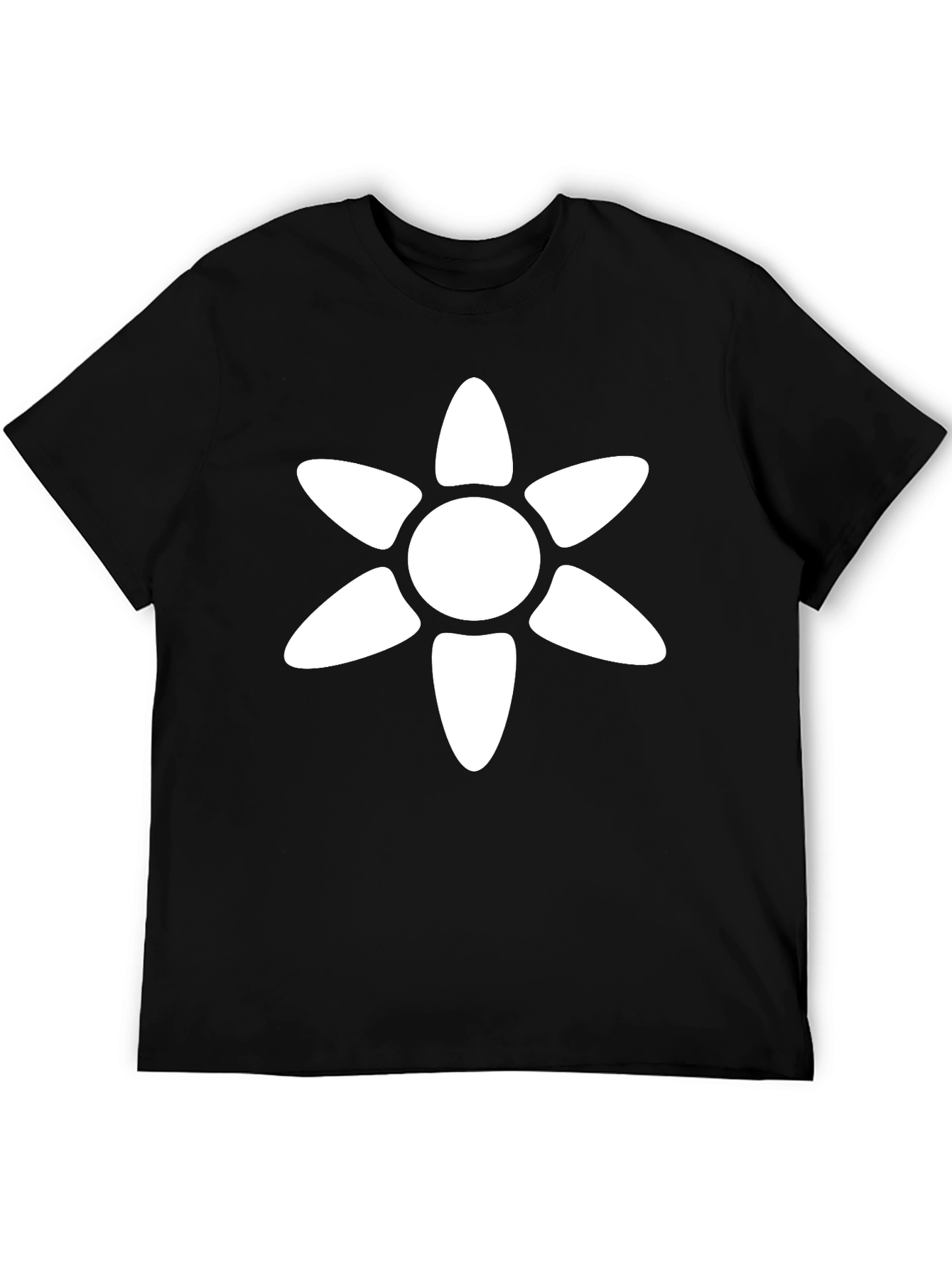 Black T-Shirt with White Flower Graphic