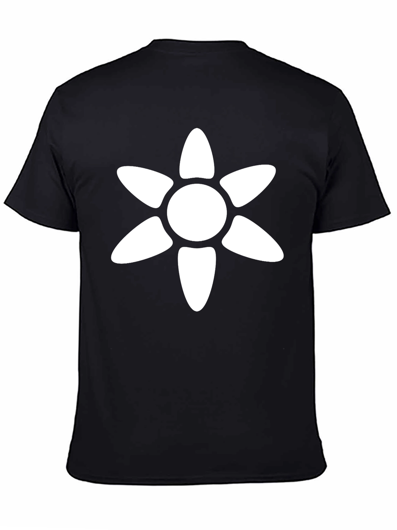 Black T-Shirt with White Flower Graphic