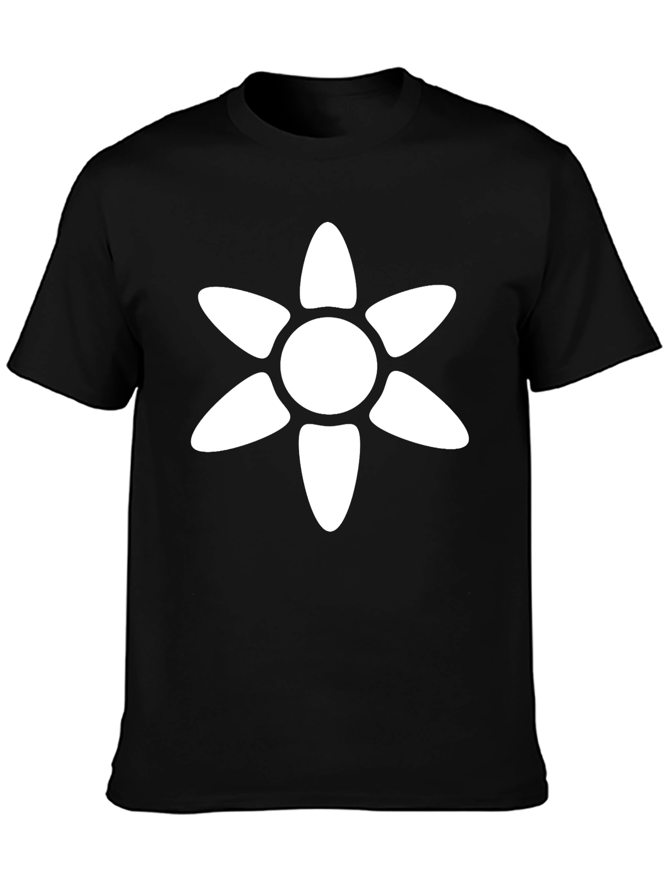 Black T-Shirt with White Flower Graphic