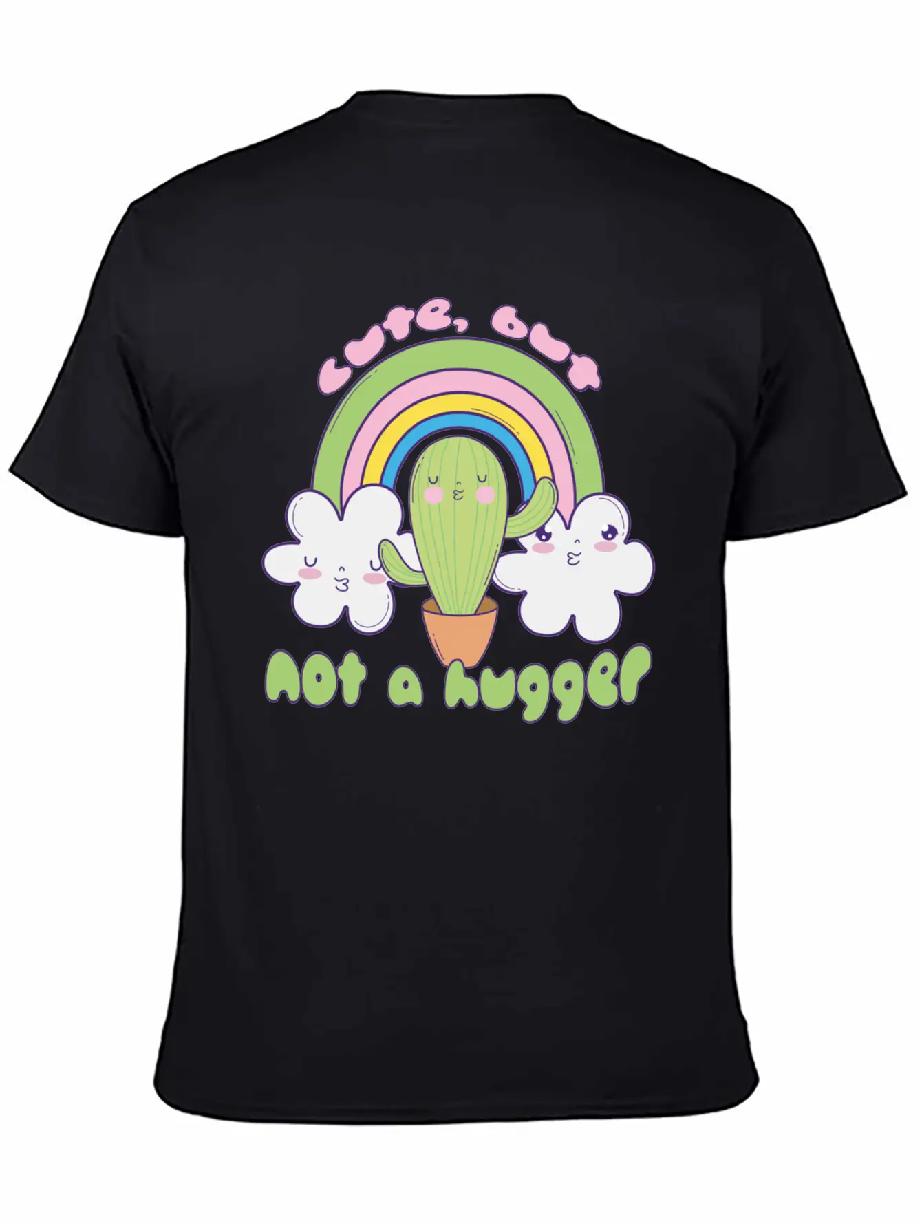 Cute Cactus Doodle Not A Hugger Unisex Casual T-Shirt – Clean Design For Daily Comfort