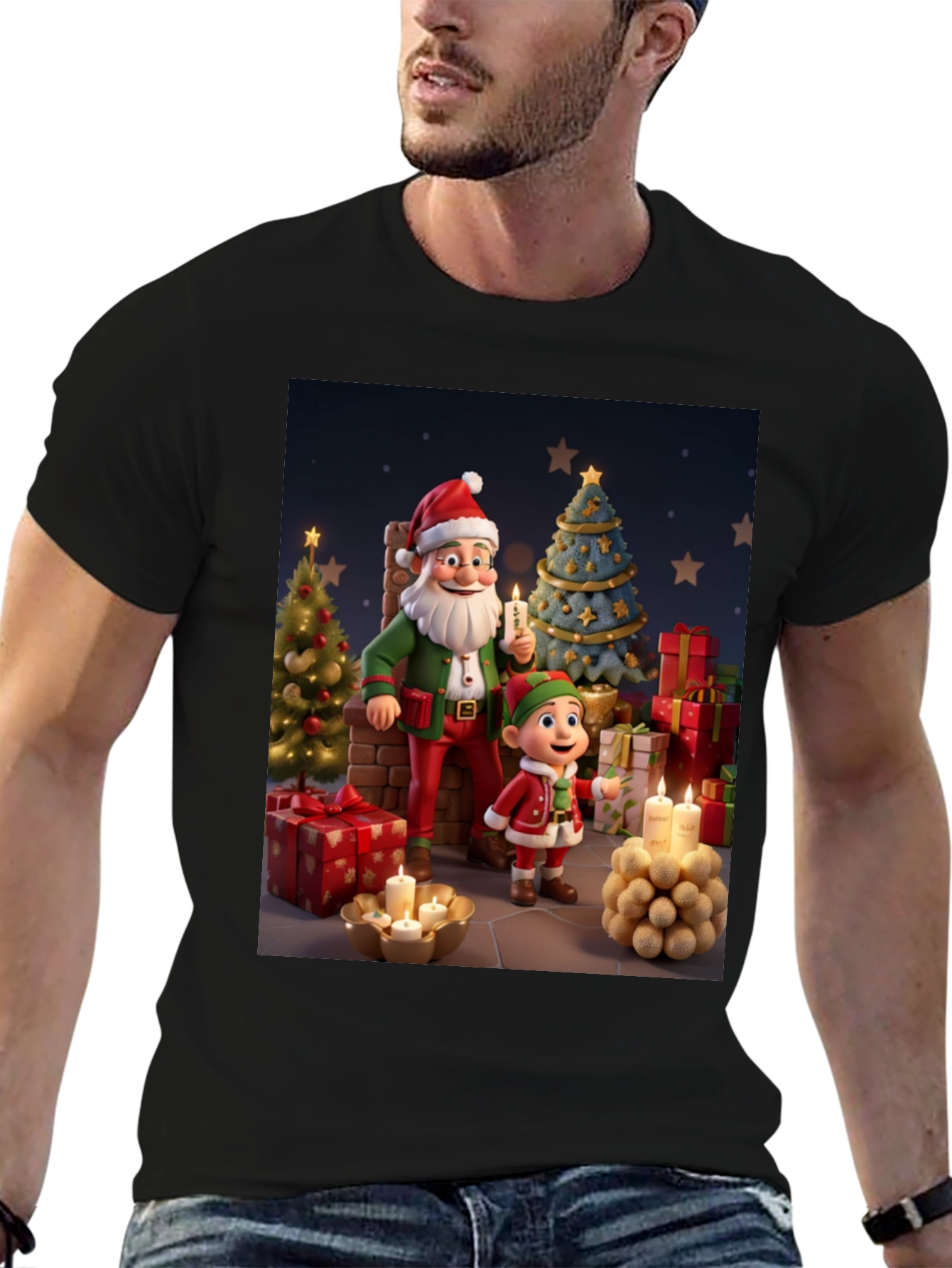 Festive Santa & Elf Christmas T-Shirt