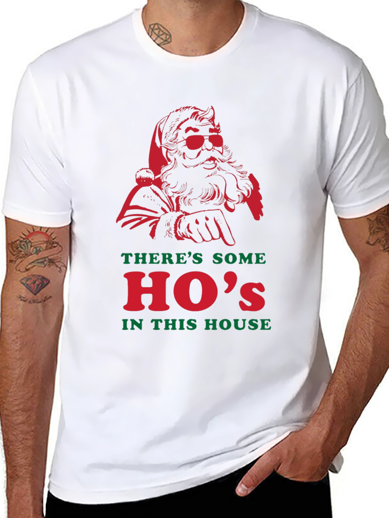 Santa Hos in This House Black T-Shirt