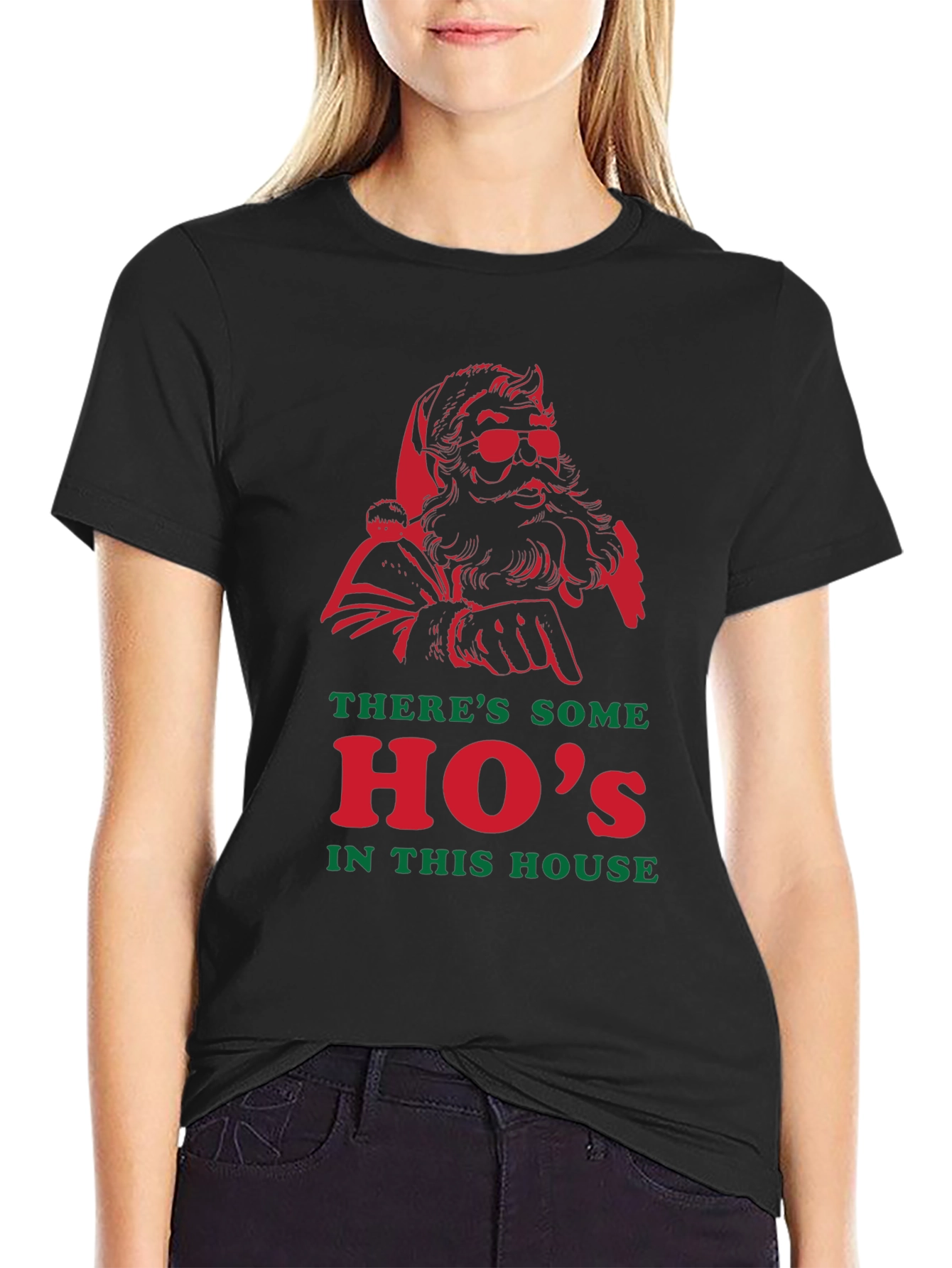 Santa Hos in This House Black T-Shirt