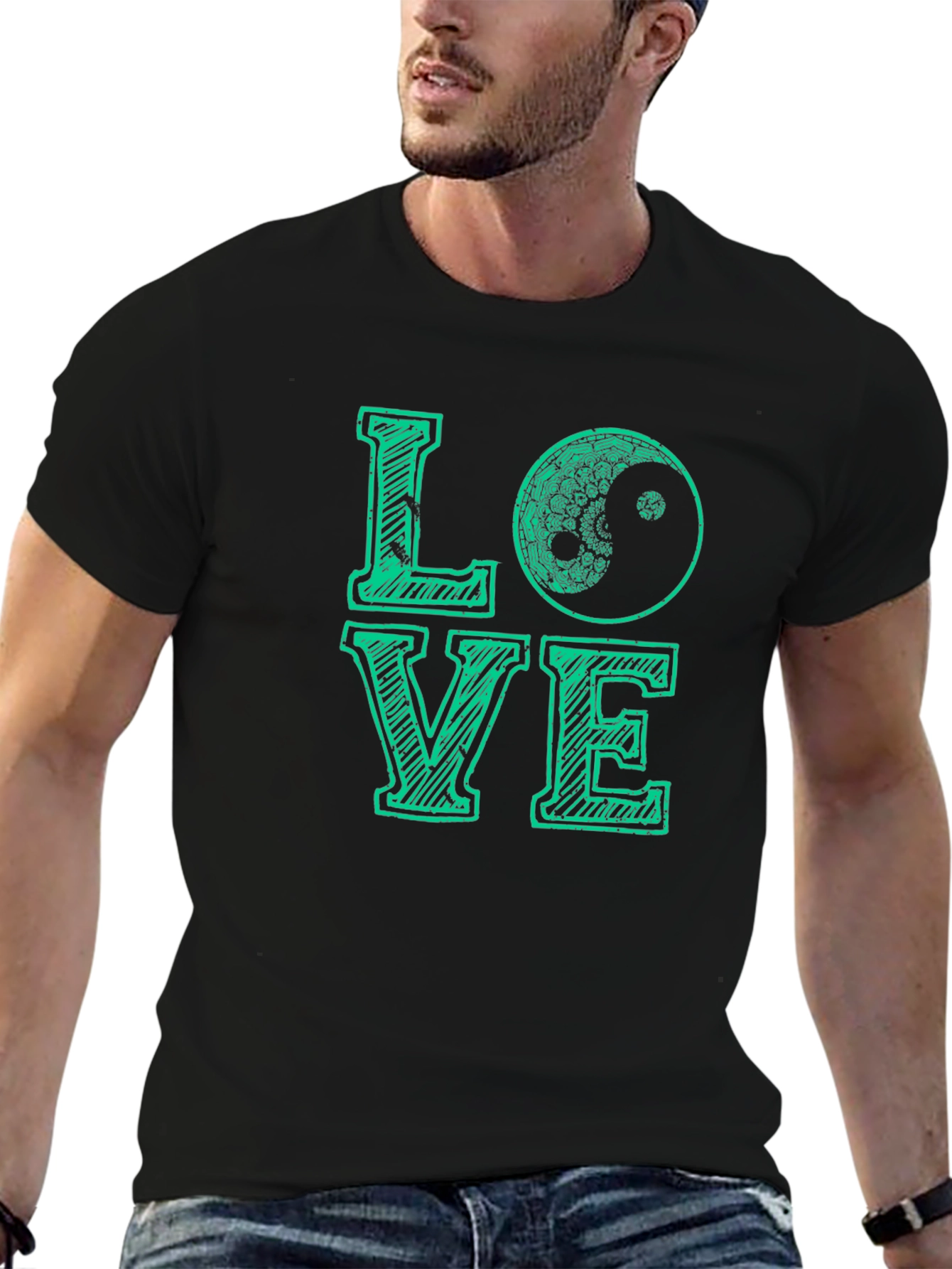 Love Yin Yang Graphic T-Shirt - Mens Black Tee