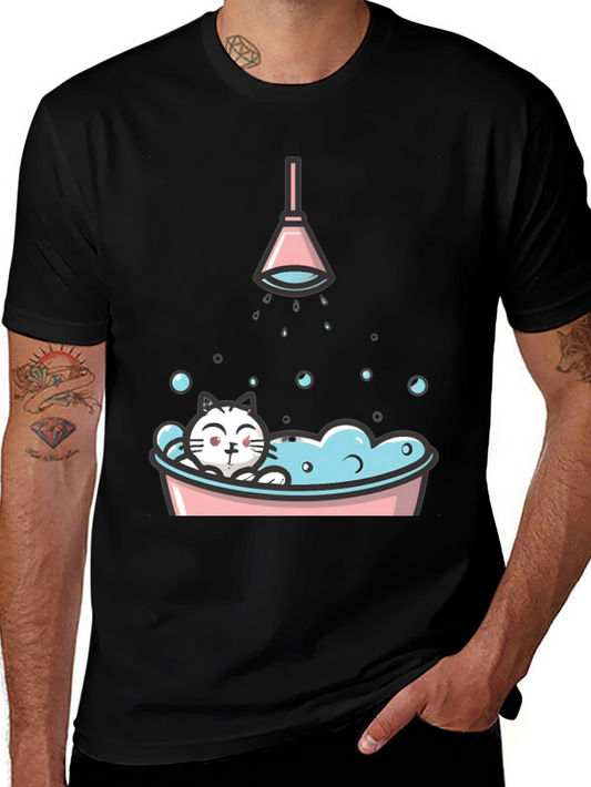 Cute Cat in Tub Graphic T-Shirt