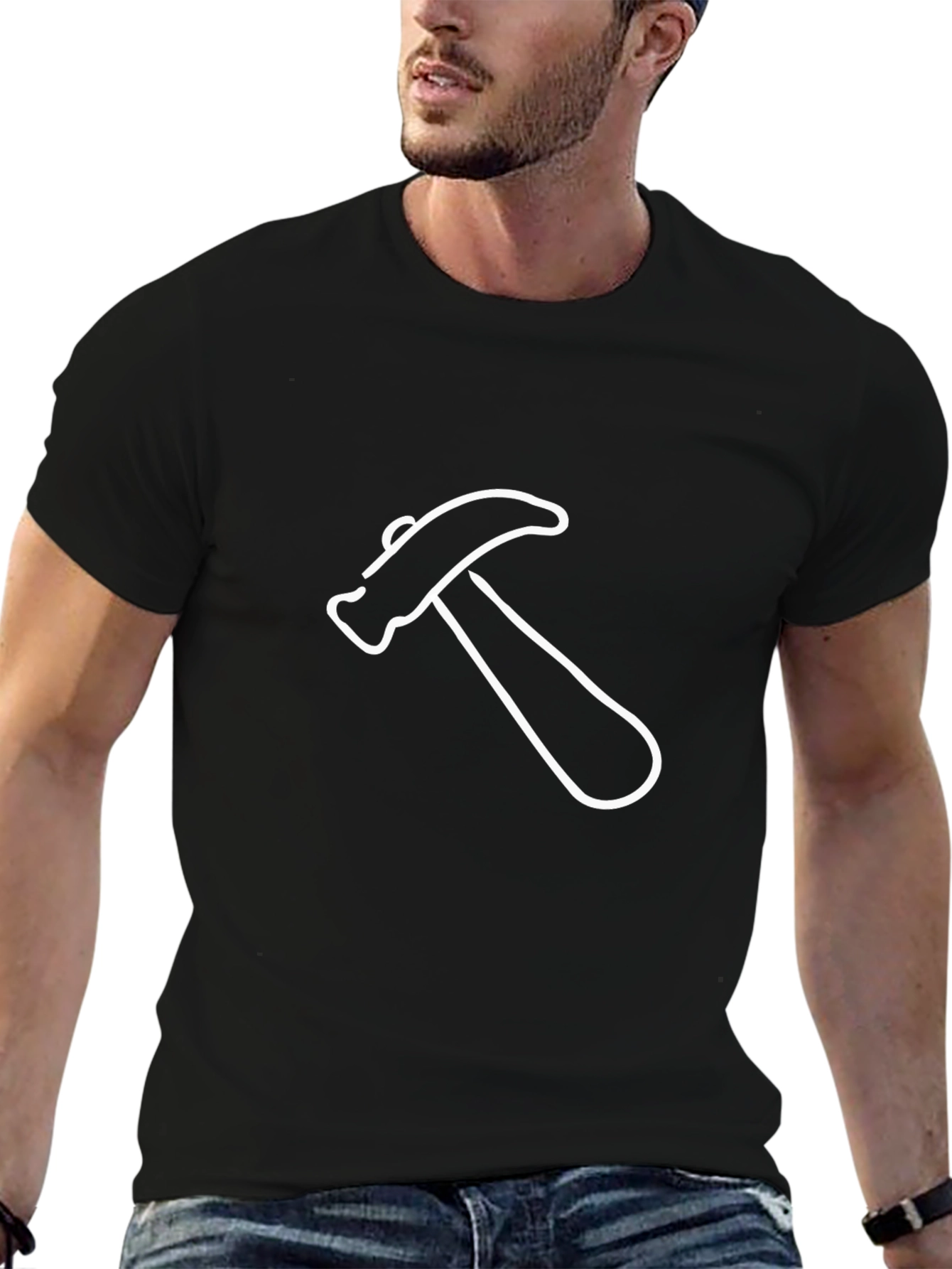Hammer Graphic Tee - Black Cotton Crew Neck
