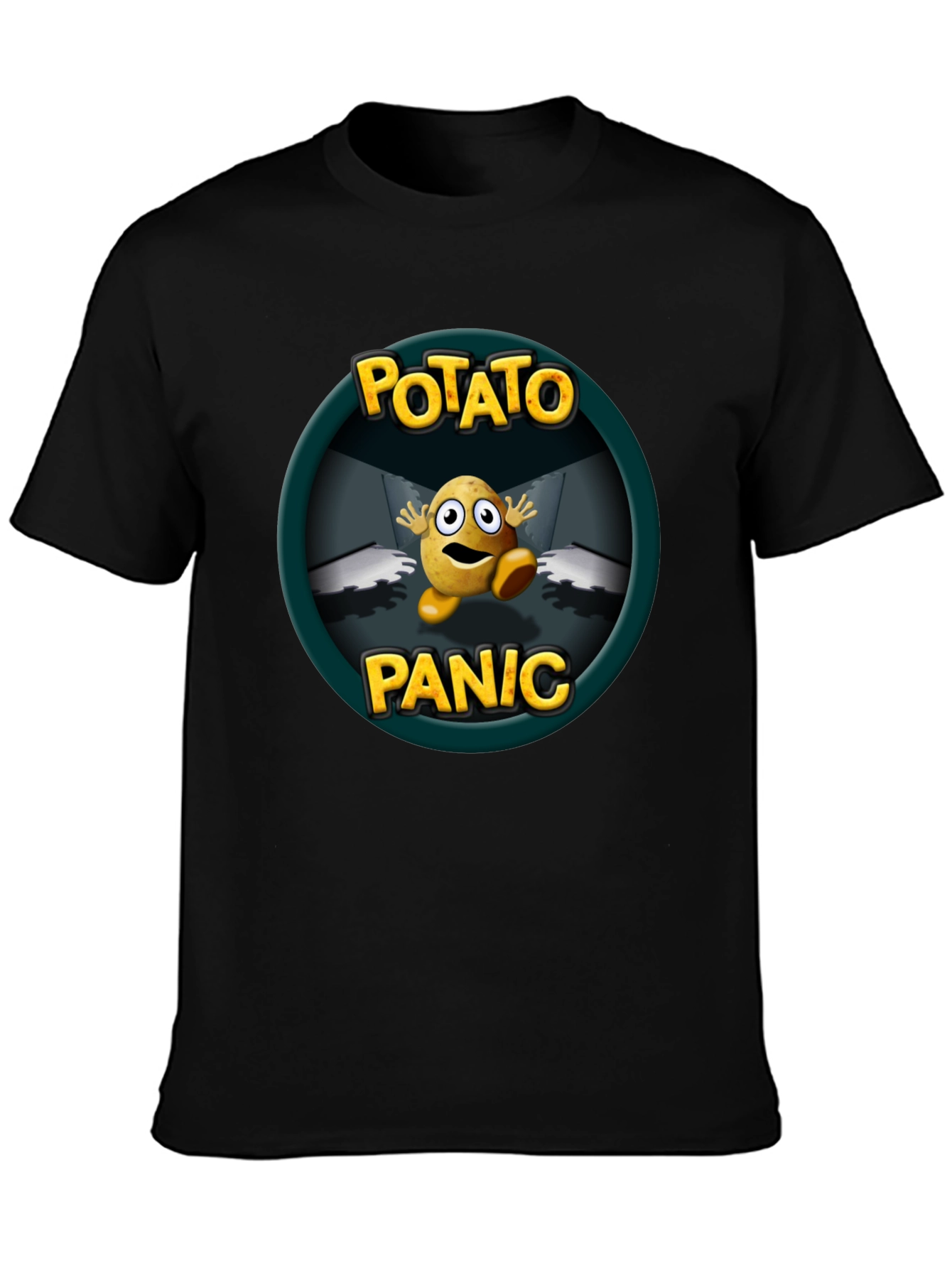 Potato Panic Graphic T-Shirt - Black Cotton Tee