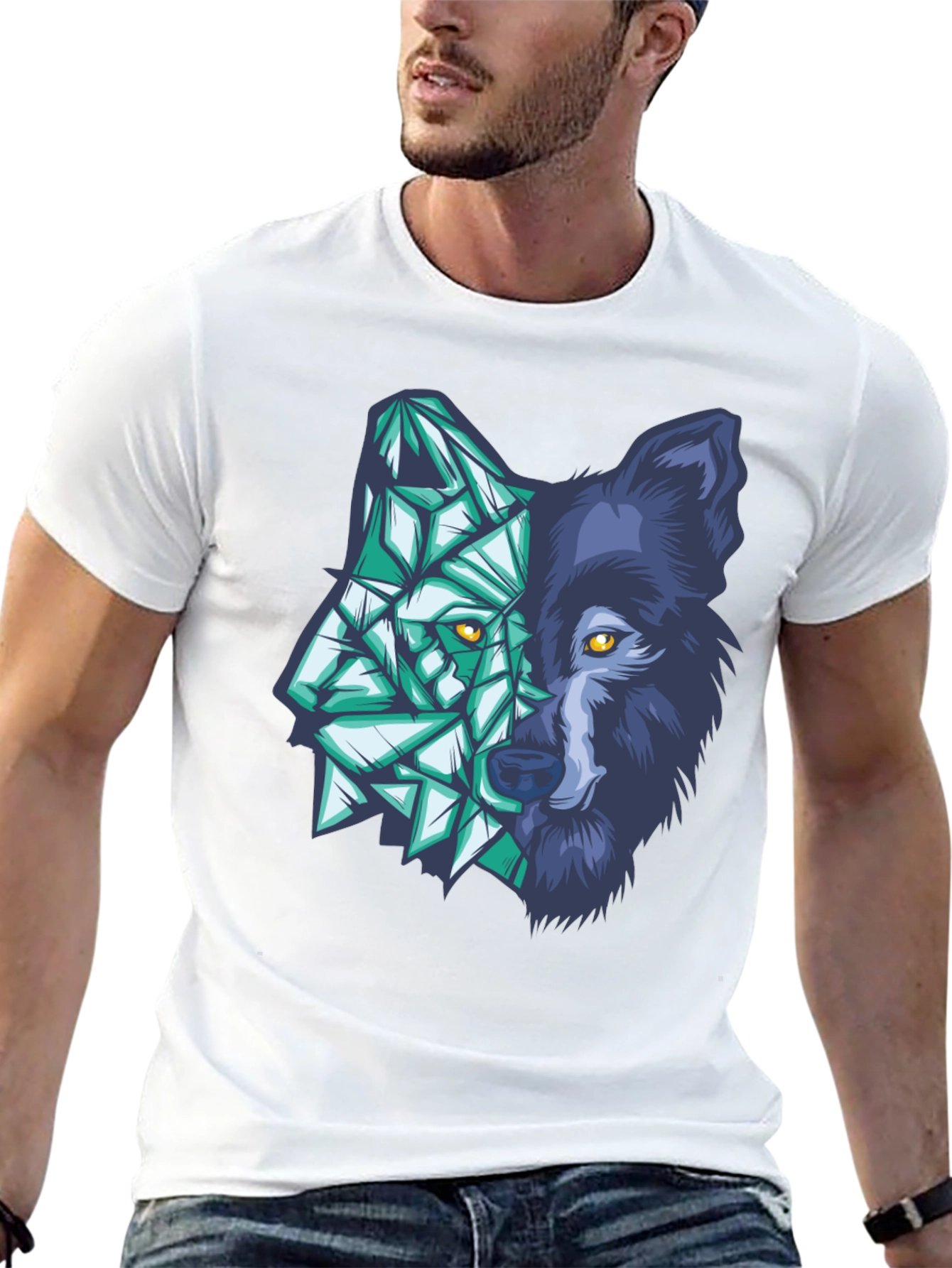 Geometric Wolf Graphic Tee