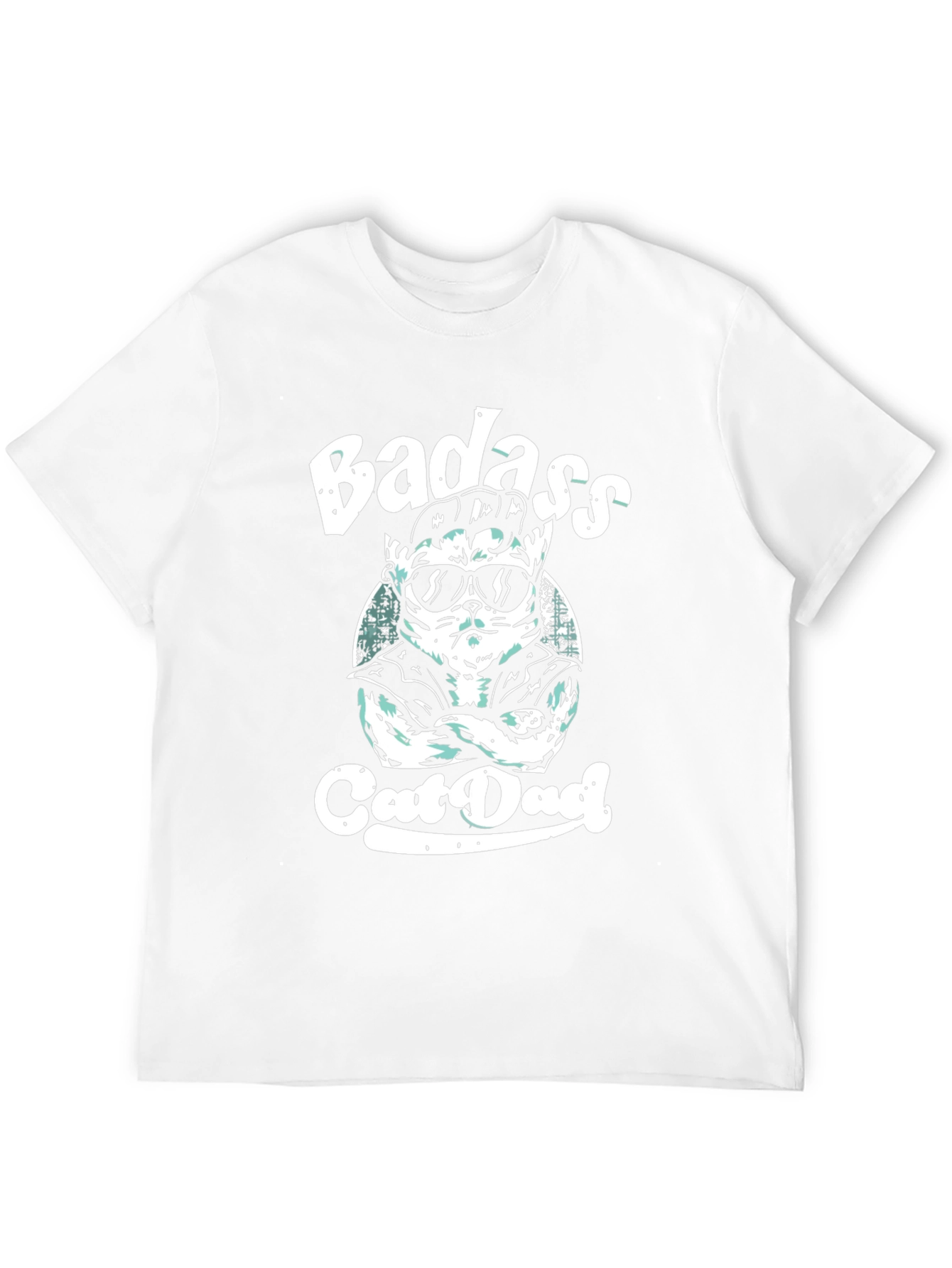 Badass Cat Dad Black Graphic Tee