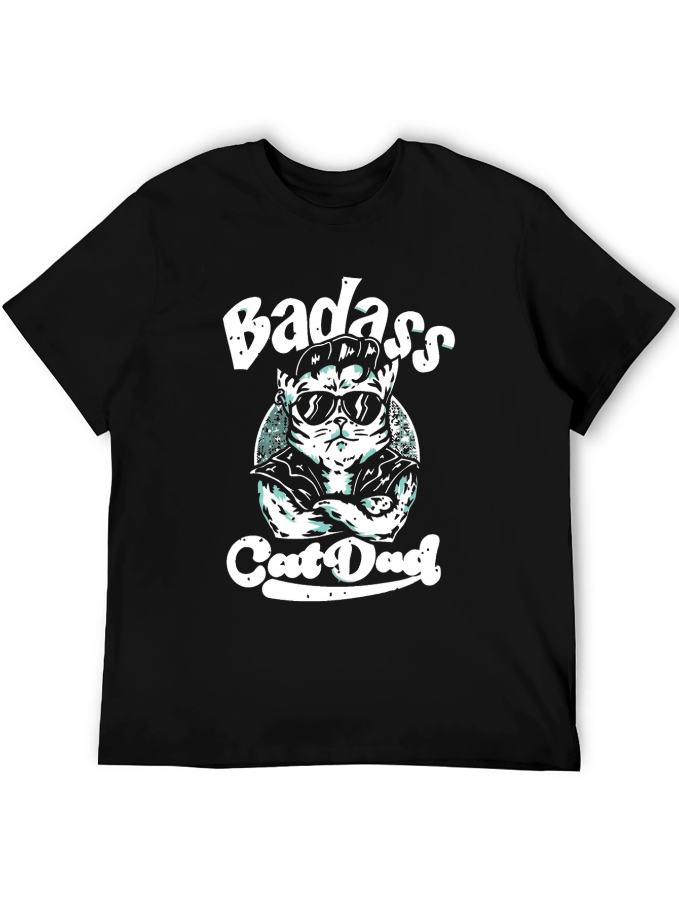 Badass Cat Dad Black Graphic Tee