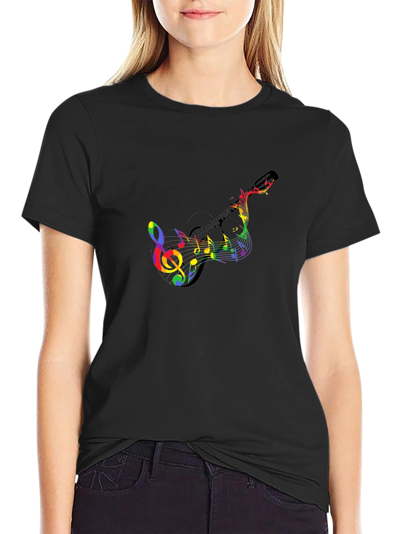 Rainbow Music Guitar Graphic T-Shirt