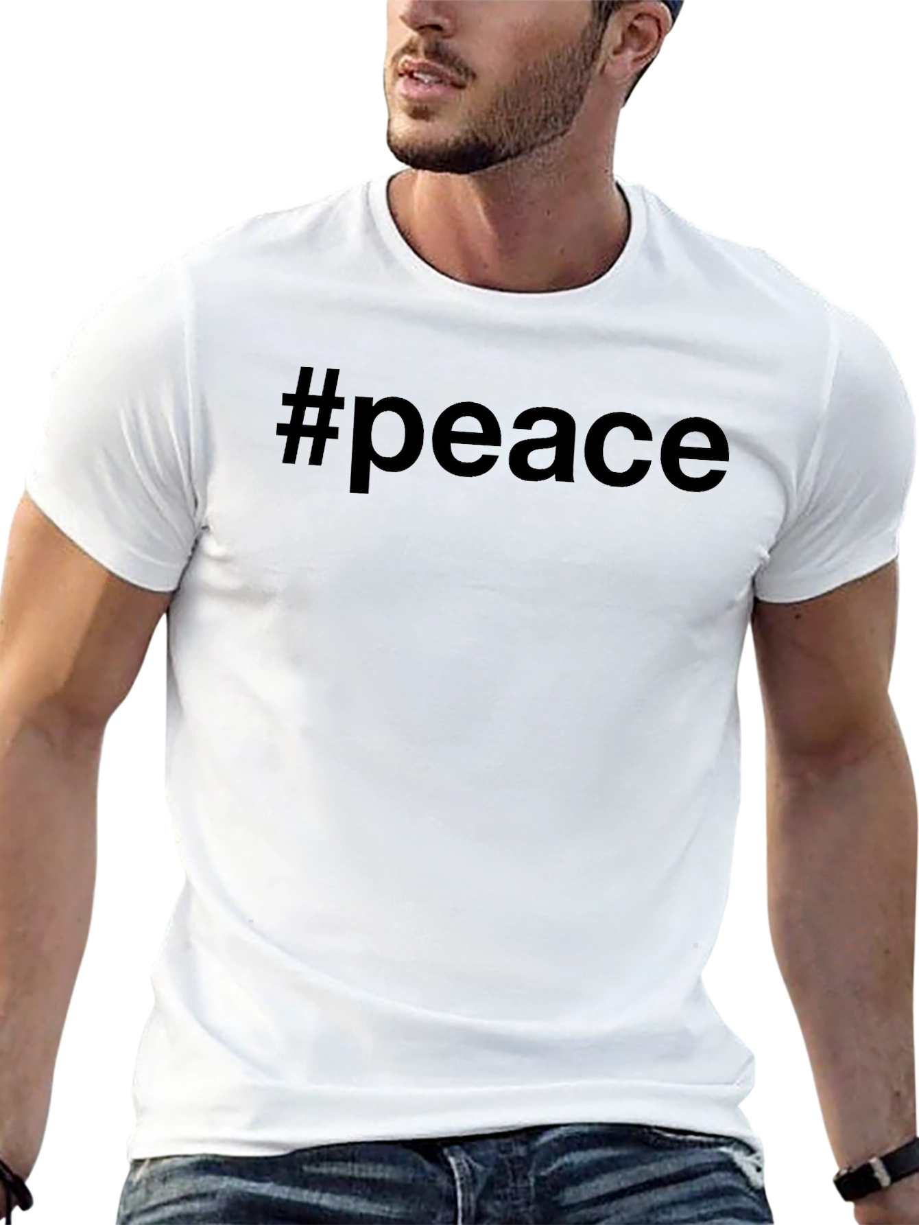 #Peace Black Graphic T-Shirt