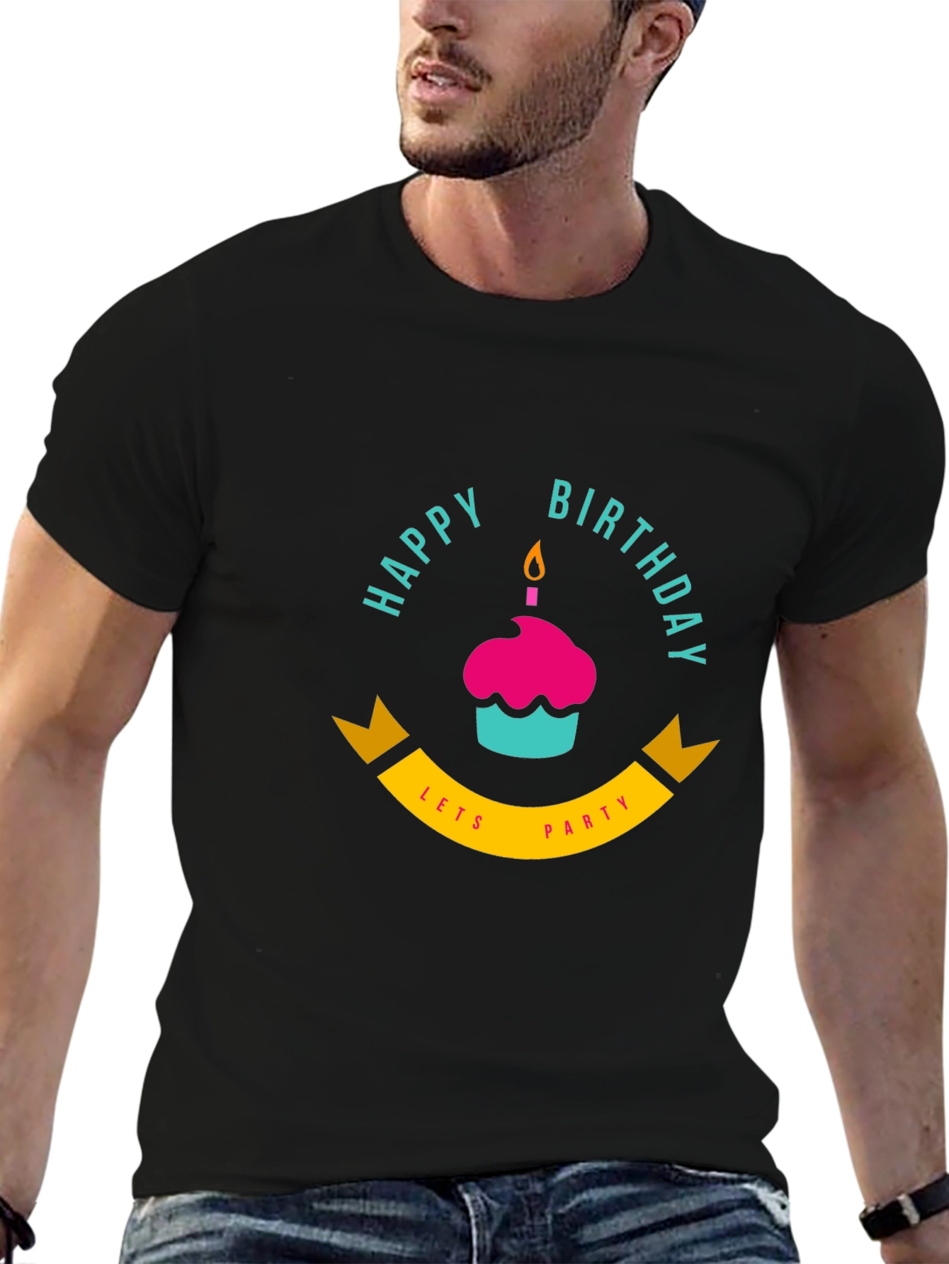 Happy Birthday Lets Party Black T-Shirt