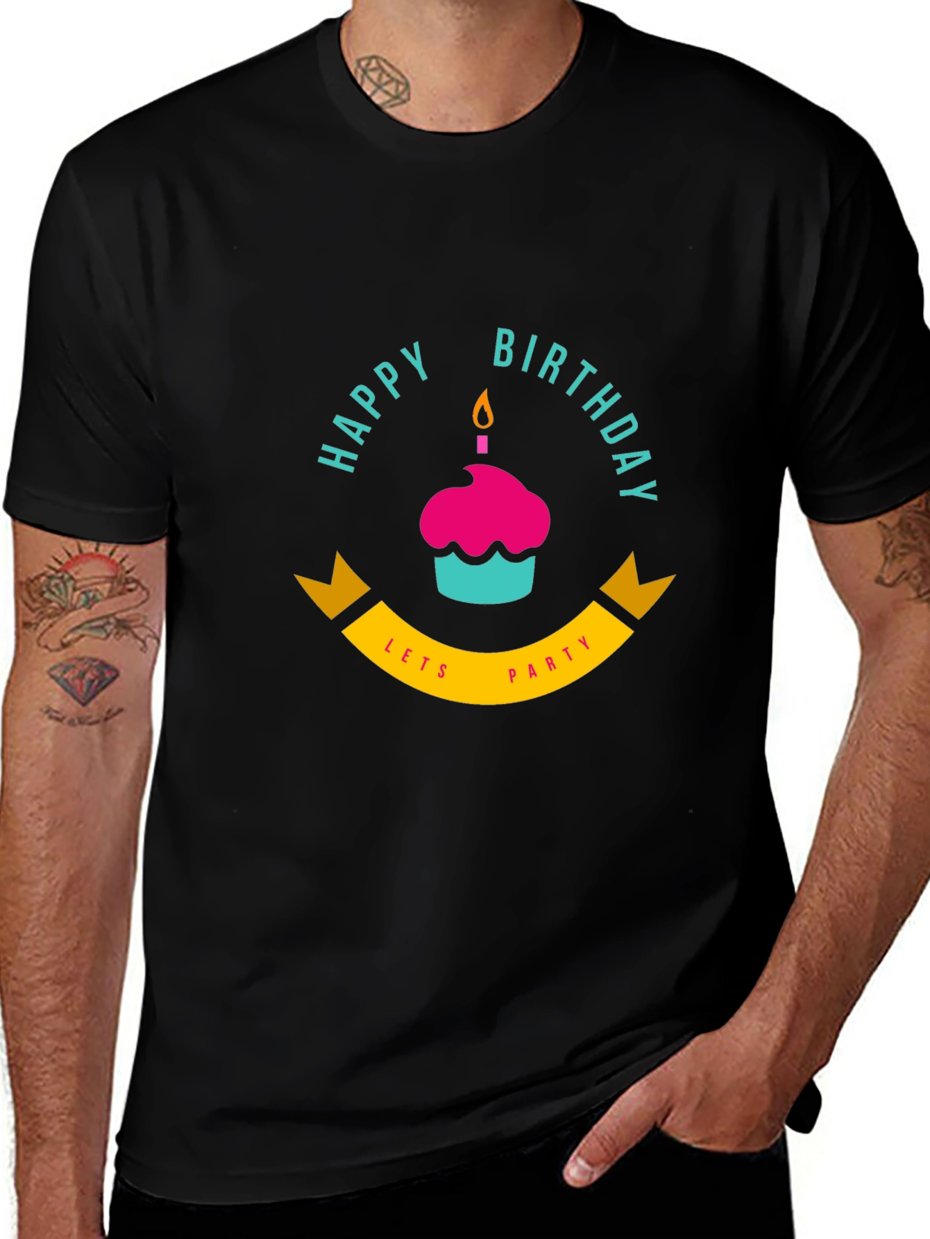 Happy Birthday Lets Party Black T-Shirt