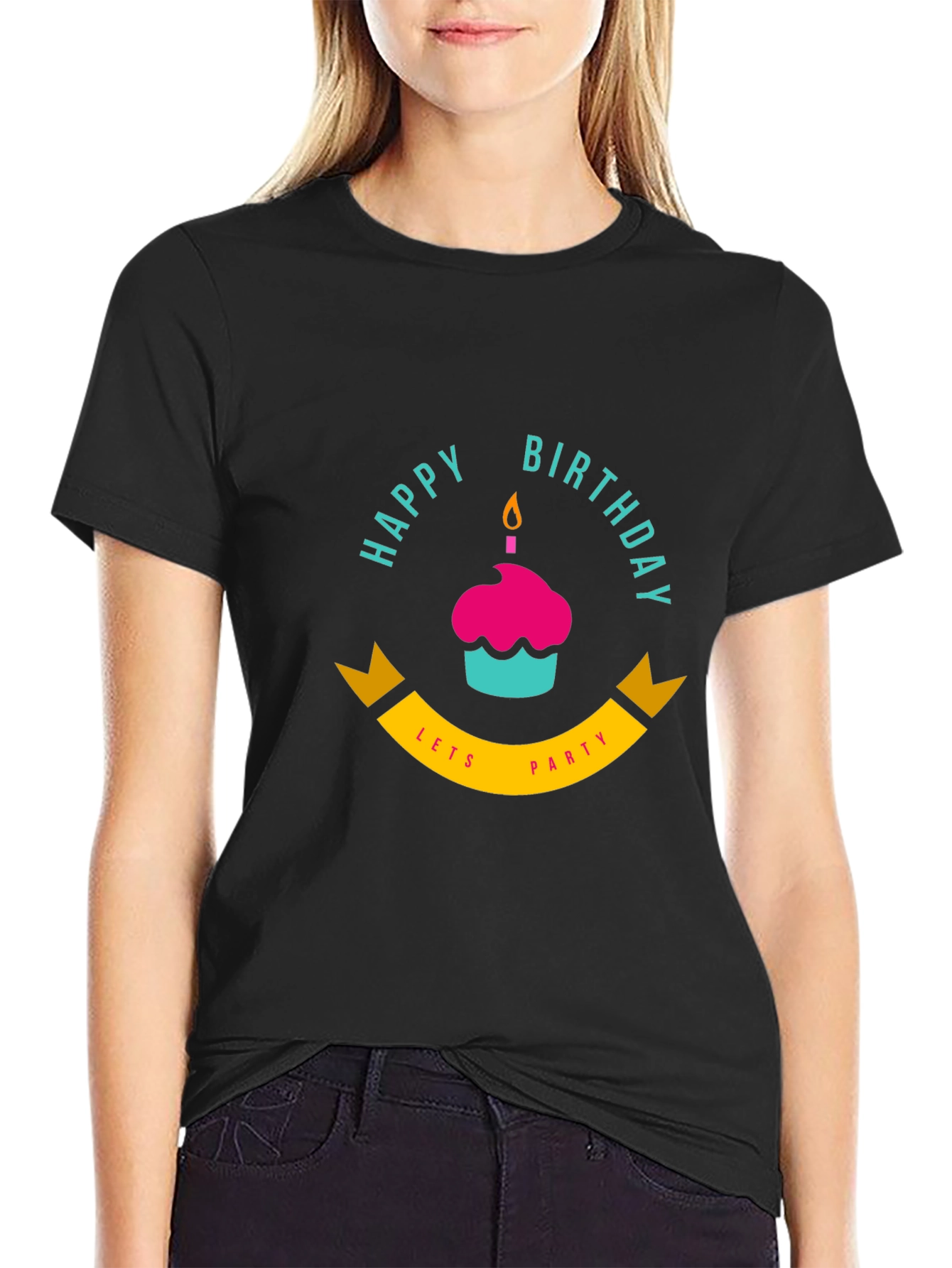 Happy Birthday Lets Party Black T-Shirt