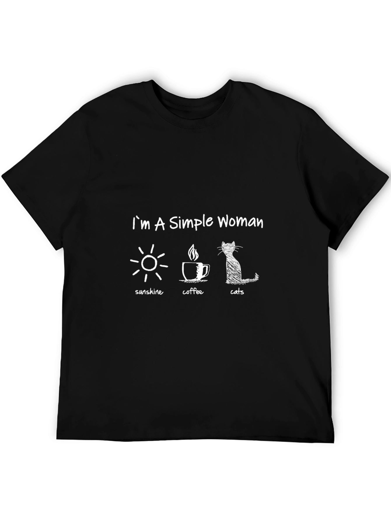 Simple Woman T-Shirt - Sunshine Coffee Cats Graphic Tee