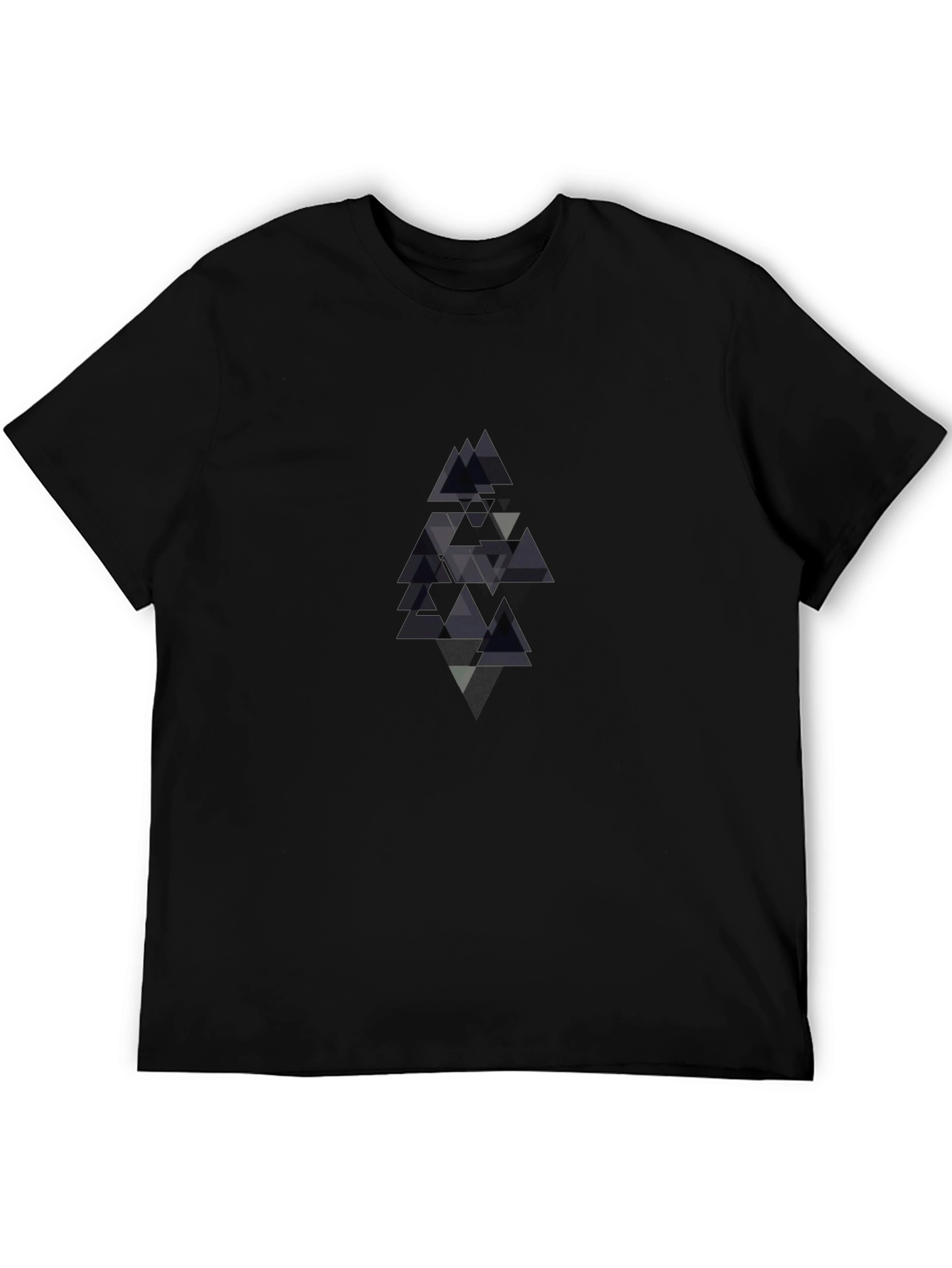 Modern Geometric Triangle Tee - Black Cotton Comfort