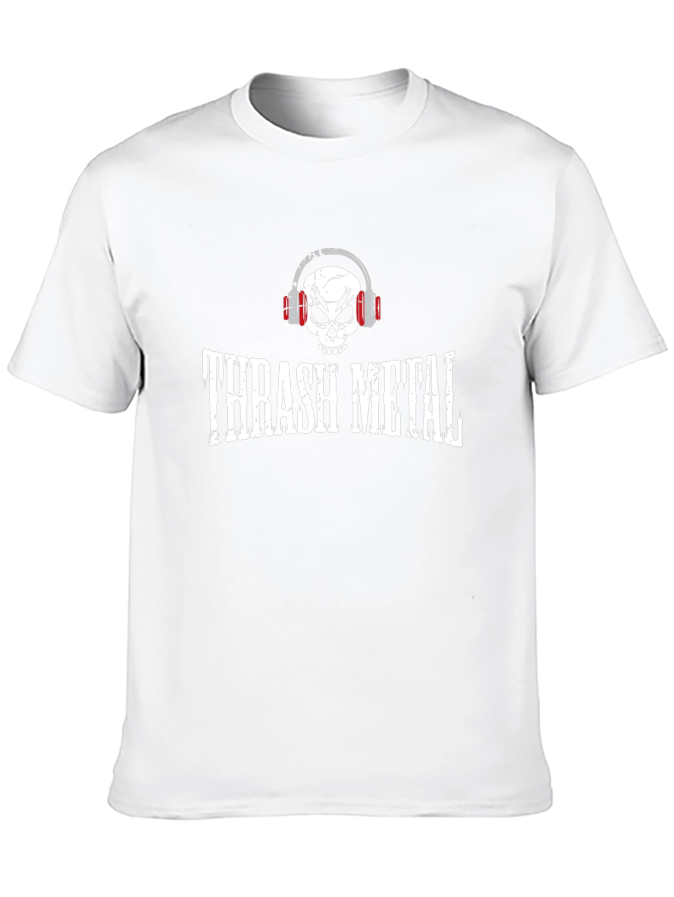 Thrash Metal Skull Headphones Graphic T-Shirt
