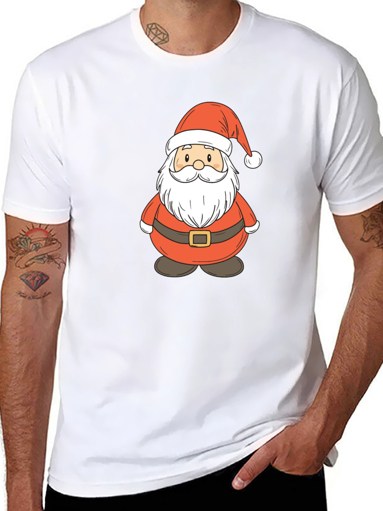 Festive Santa Claus Graphic Tee - Holiday Cheer