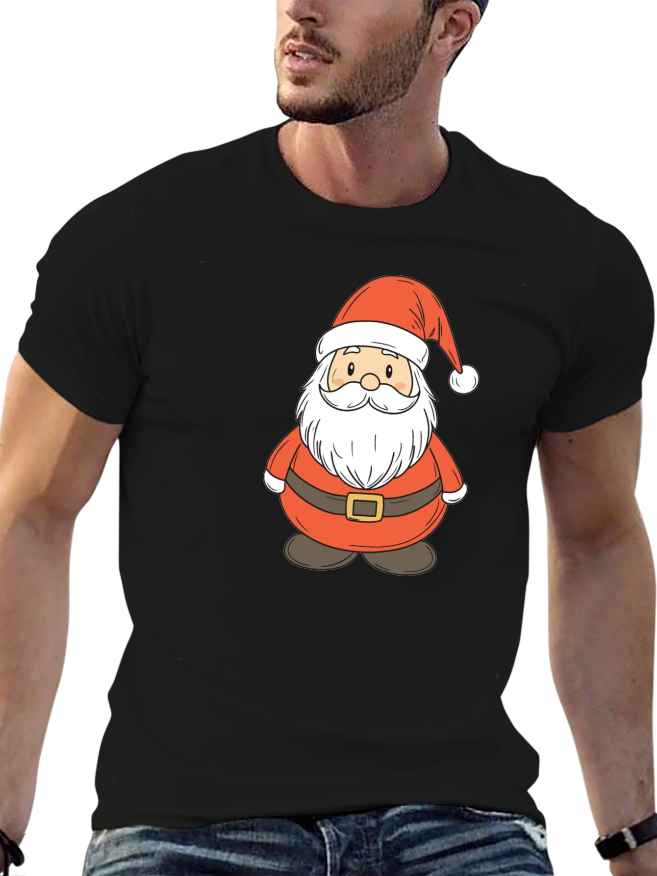 Festive Santa Claus Graphic Tee - Holiday Cheer