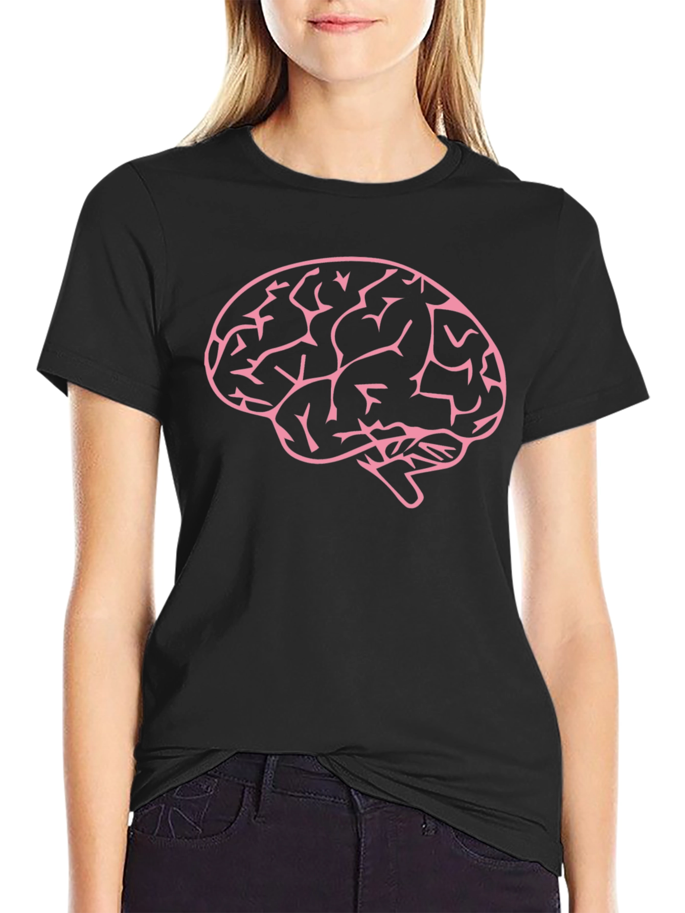 Brain Graphic Tee - Mens Black Cotton T-Shirt