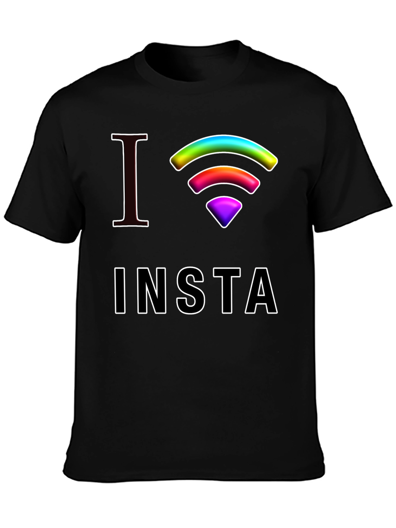 I Love Insta Rainbow Wifi Black T-Shirt