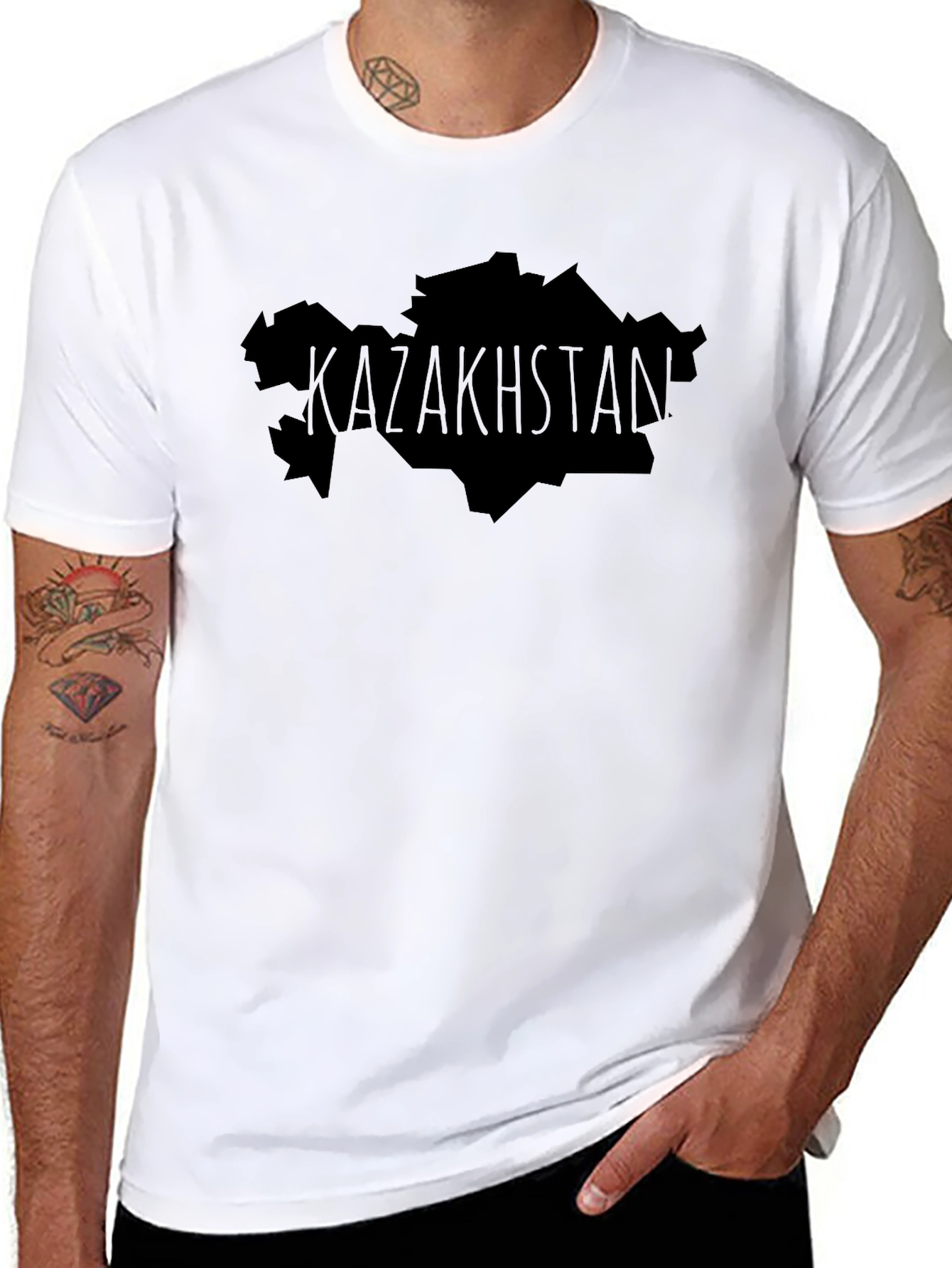 Kazakhstan Map T-Shirt - Black