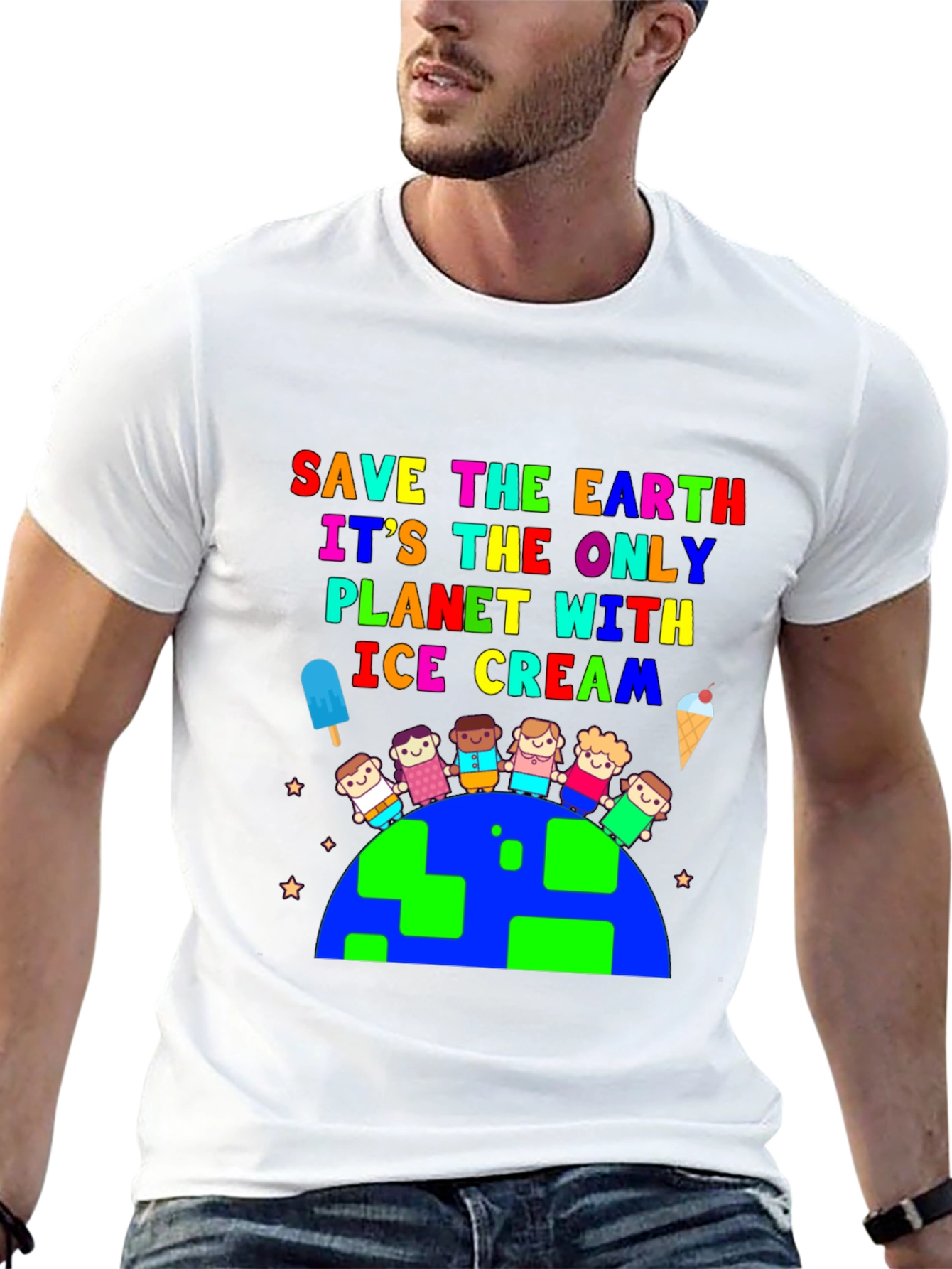 Save the Earth Ice Cream Planet Graphic Tee