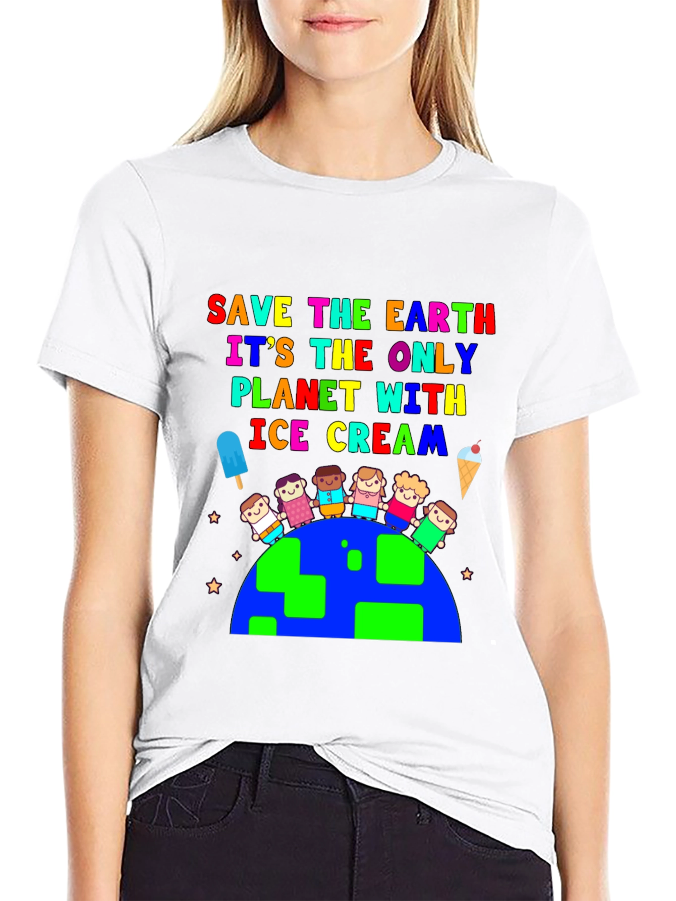 Save the Earth Ice Cream Planet Graphic Tee