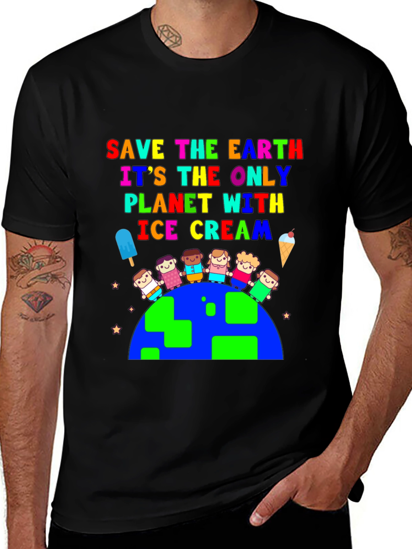 Save the Earth Ice Cream Planet Graphic Tee