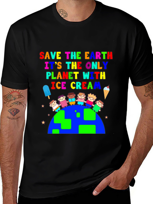 Save the Earth Ice Cream Planet Graphic Tee