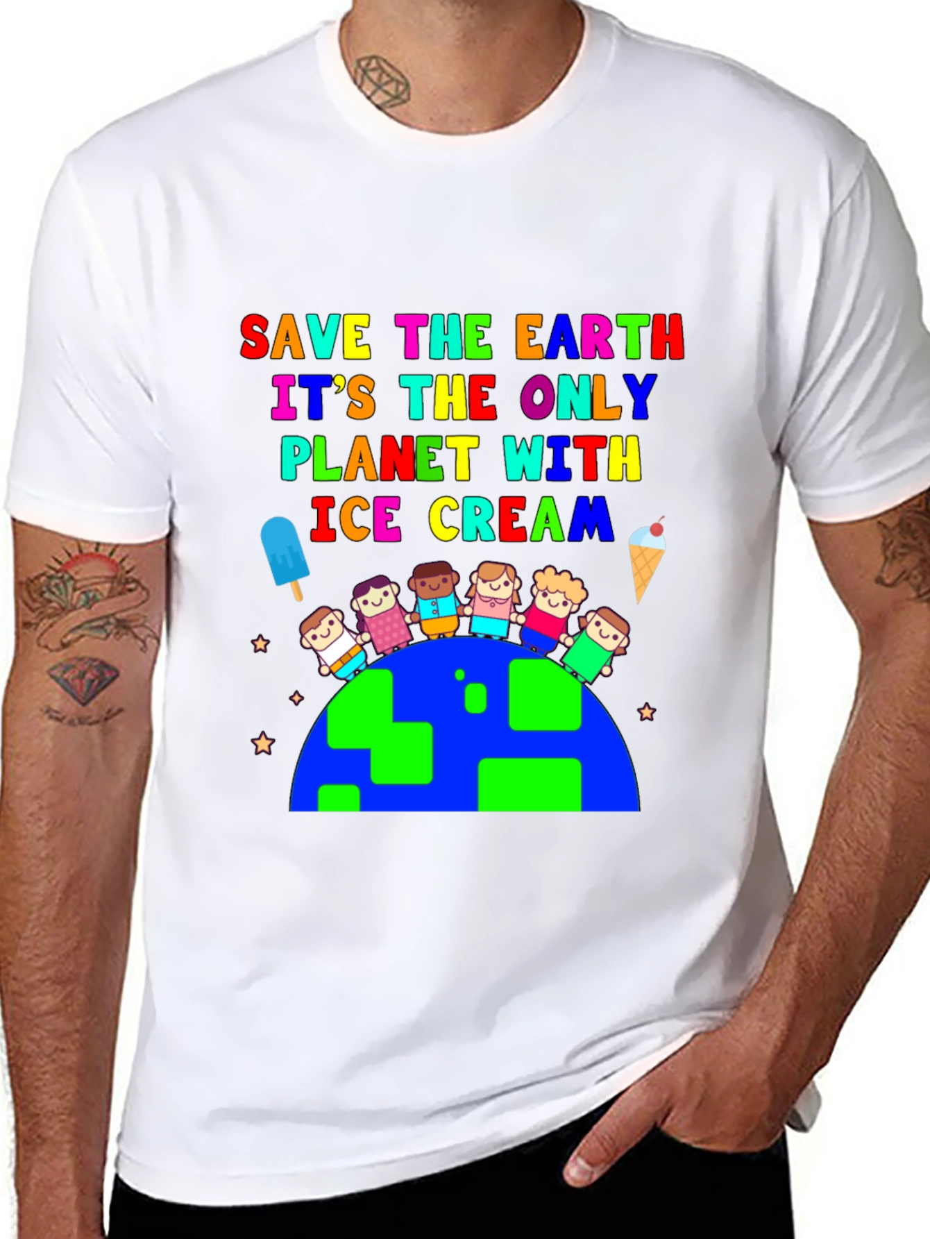 Save the Earth Ice Cream Planet Graphic Tee
