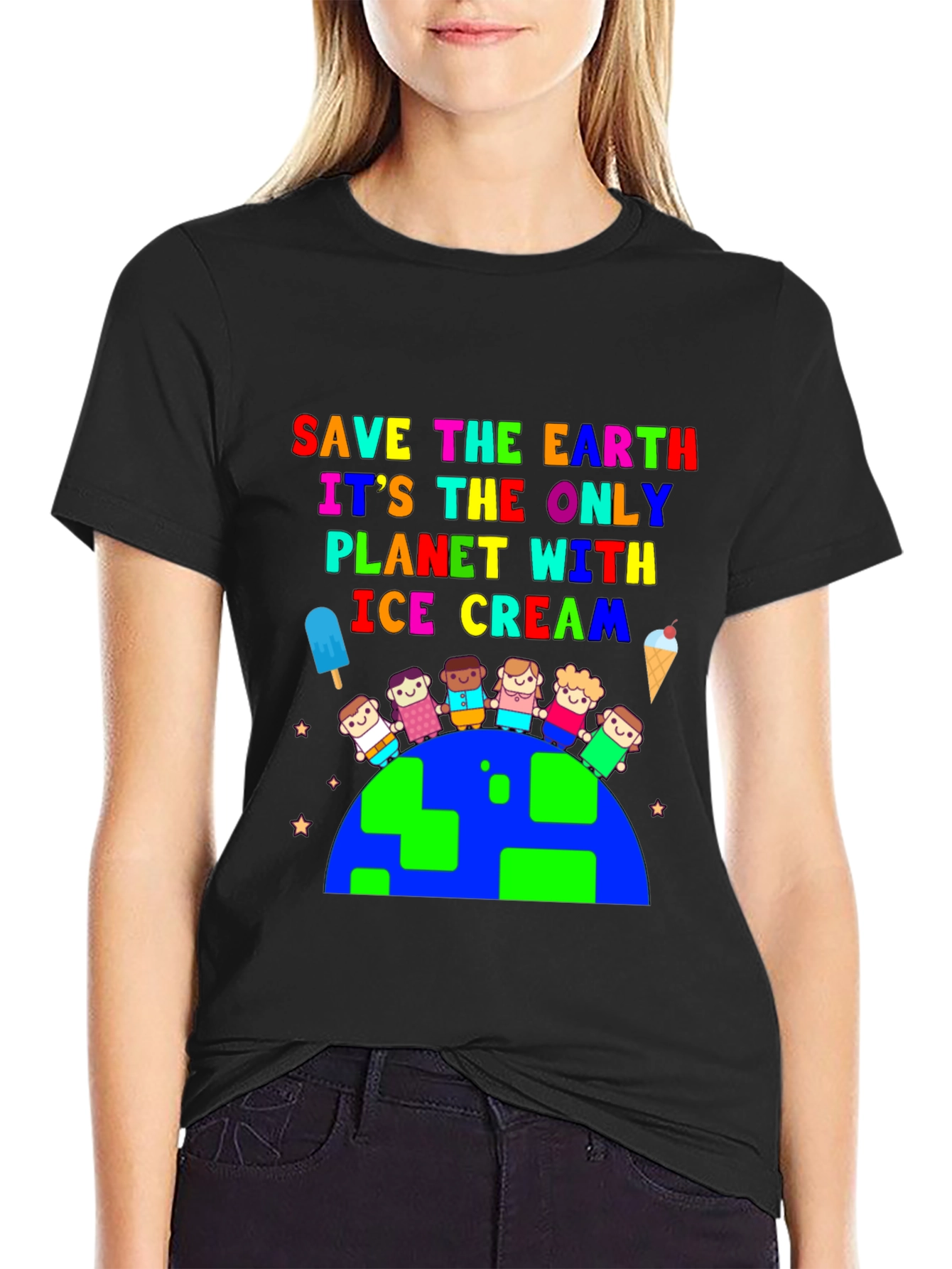 Save the Earth Ice Cream Planet Graphic Tee