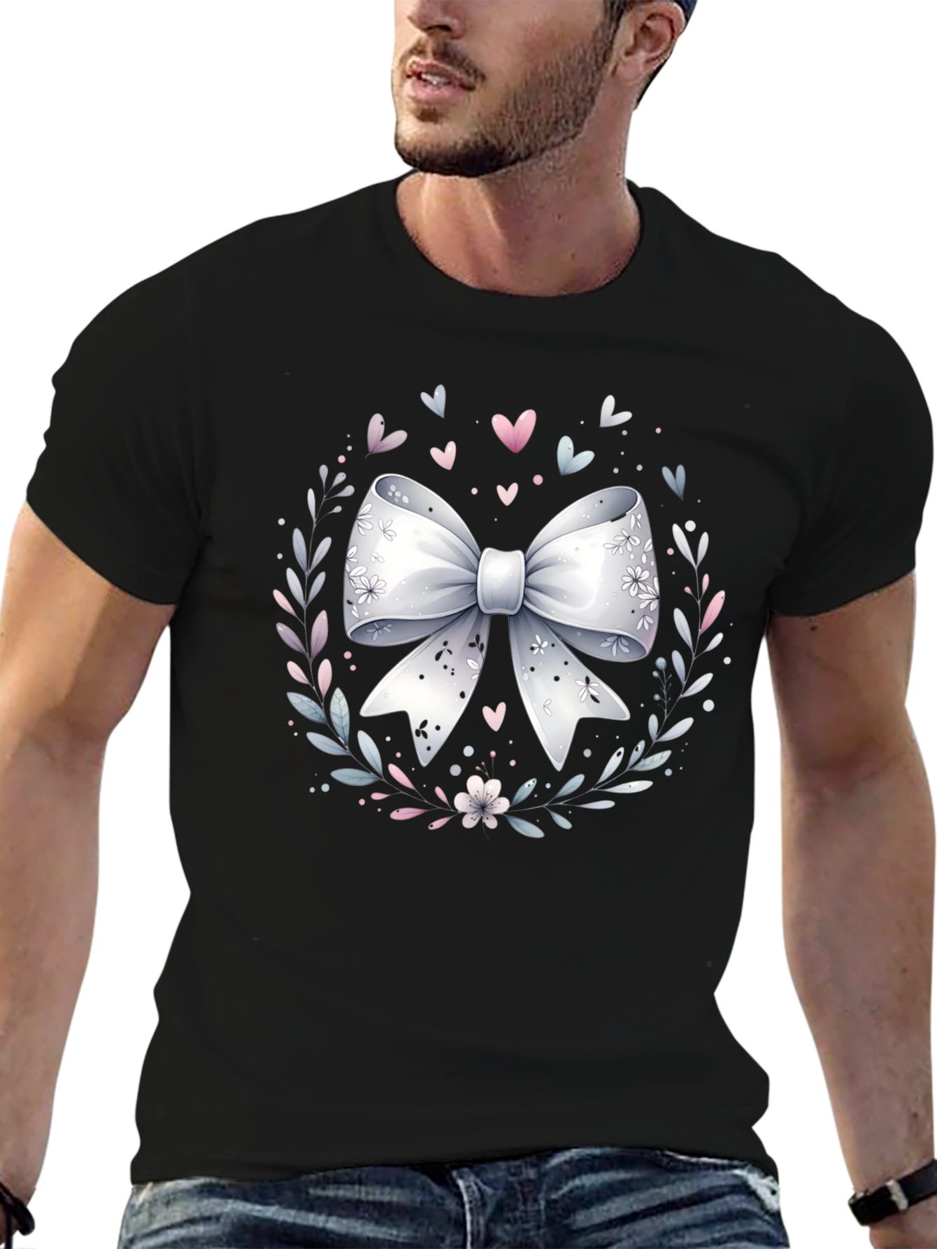 Elegant Bow Wreath Graphic Tee