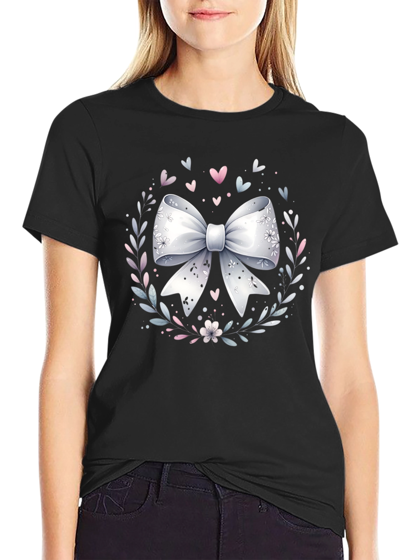 Elegant Bow Wreath Graphic Tee