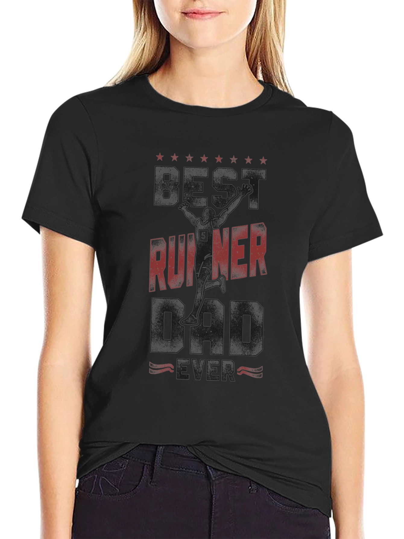 Best Runner Dad Ever Black Graphic Tee