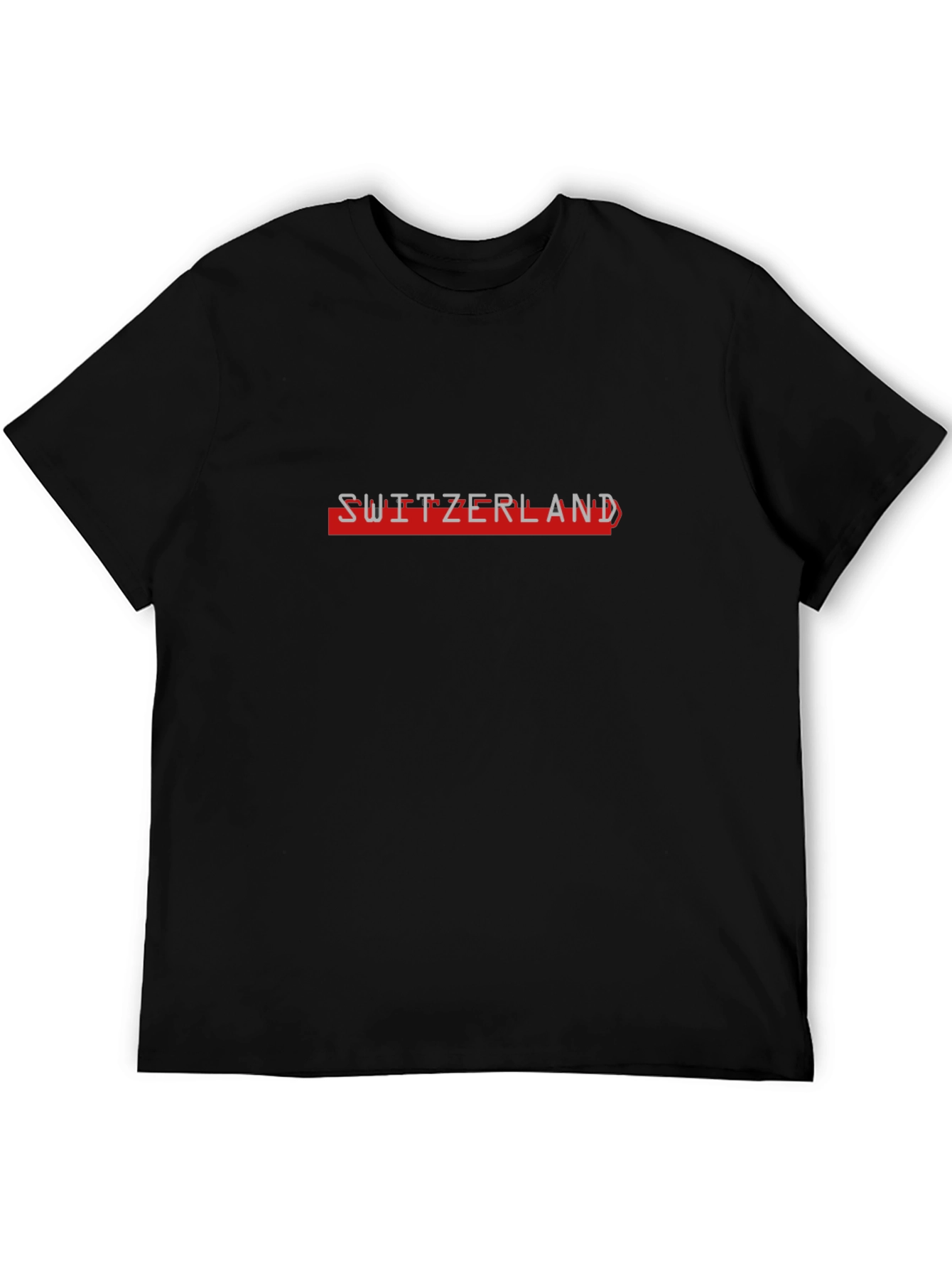 Switzerland Flag Graphic Tee - Black Cotton T-Shirt