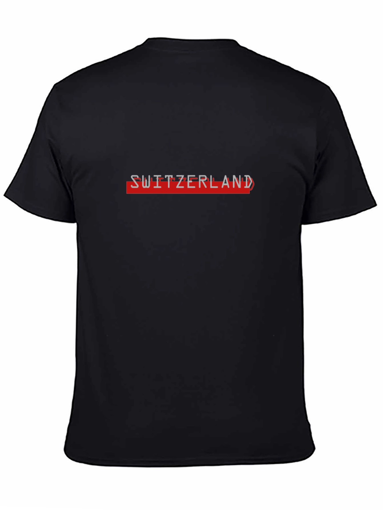 Switzerland Flag Graphic Tee - Black Cotton T-Shirt