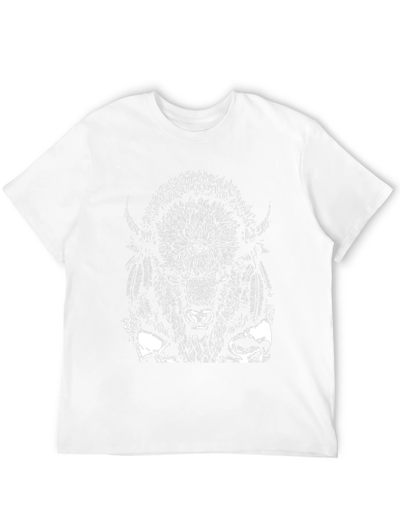 Bison Skull Graphic Tee - Black Cotton T-Shirt