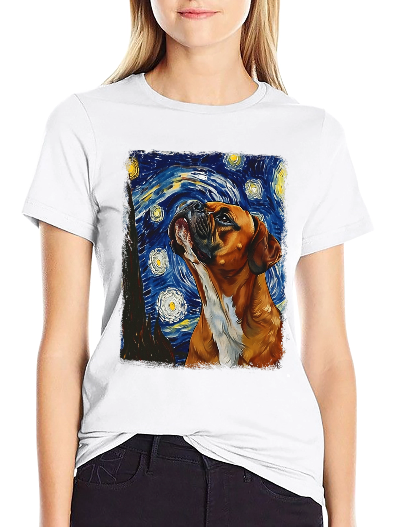 Starry Night Boxer Dog T-Shirt