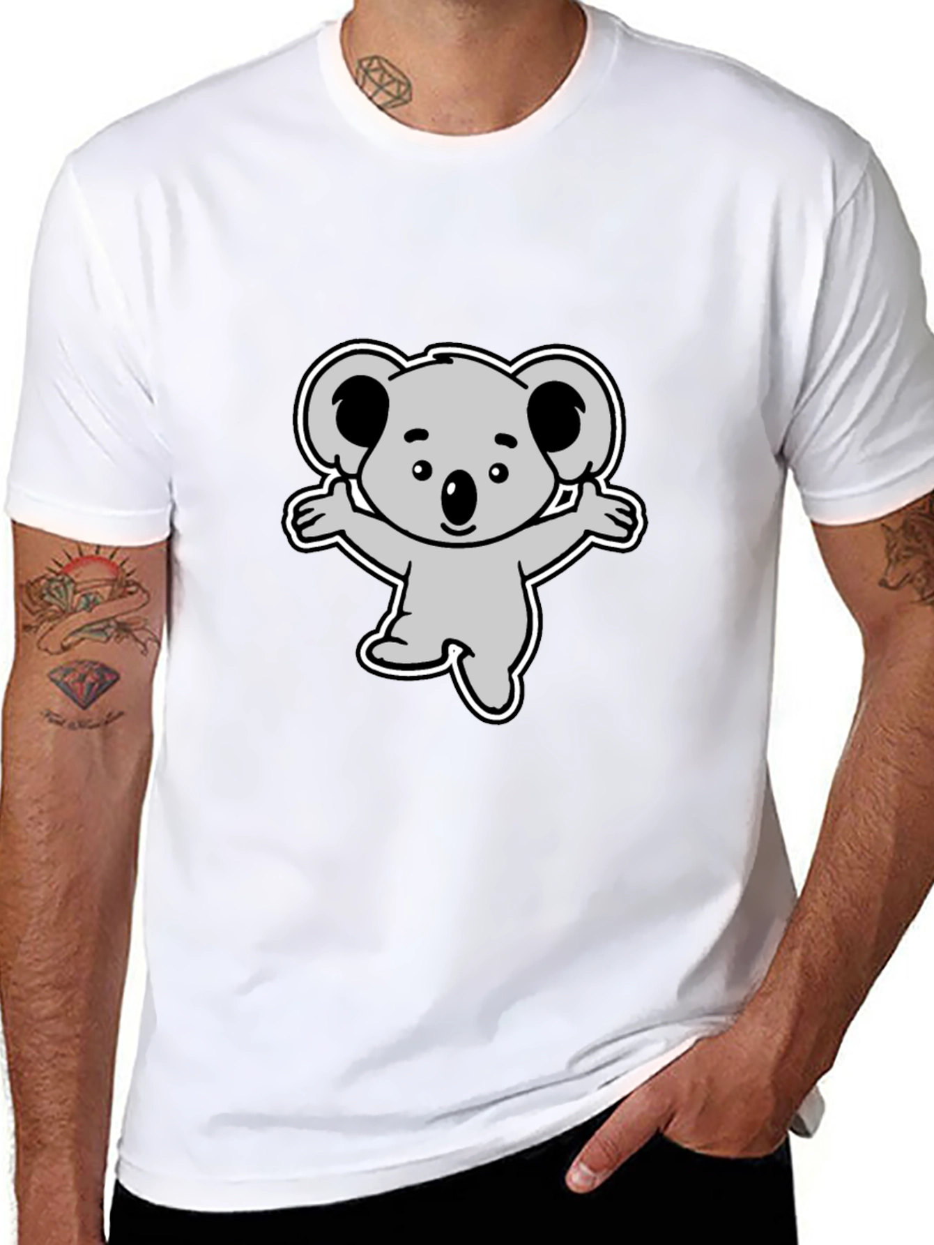 Cute Koala Graphic Black T-Shirt