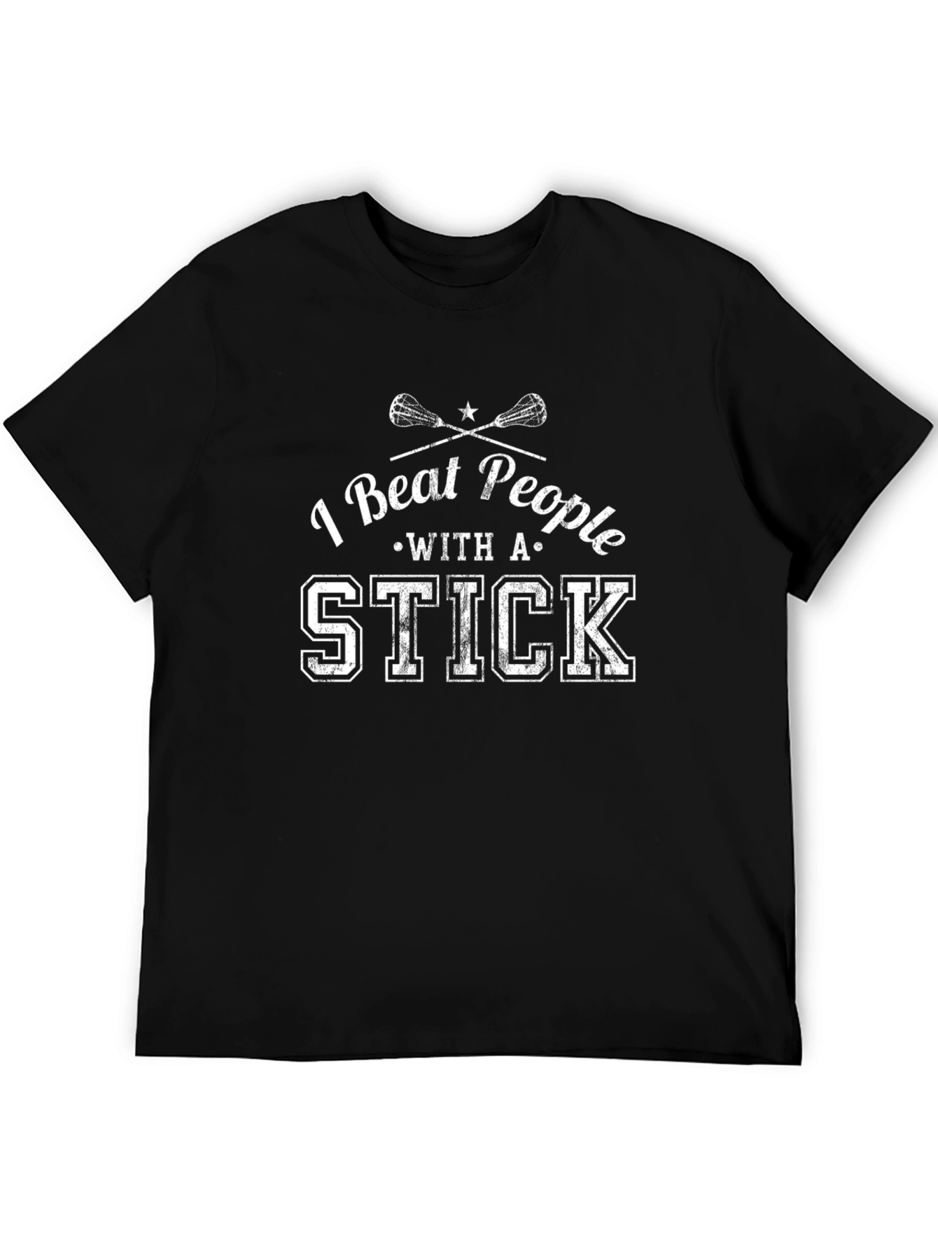 I Beat People With A Stick Black T-Shirt